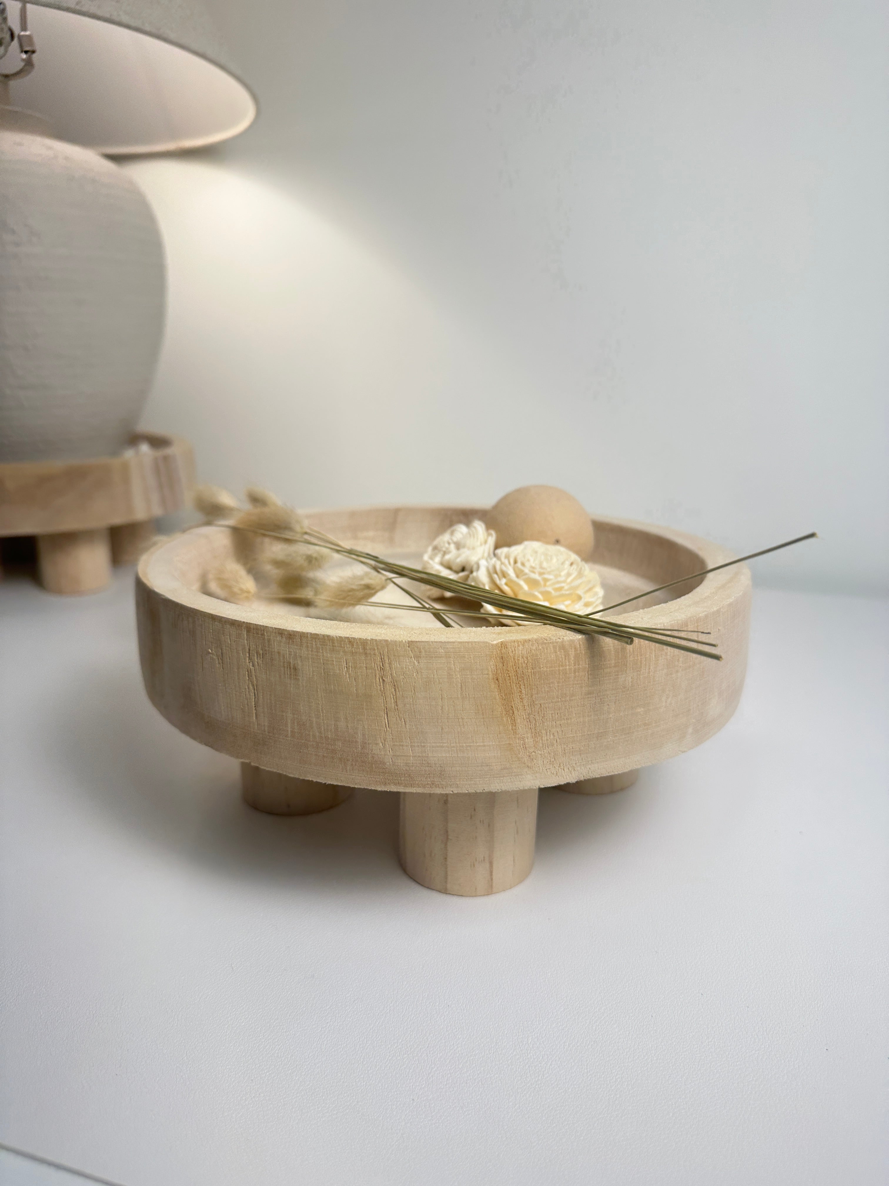 Boho Minimalist Rustic Paulownia Wood - Beige