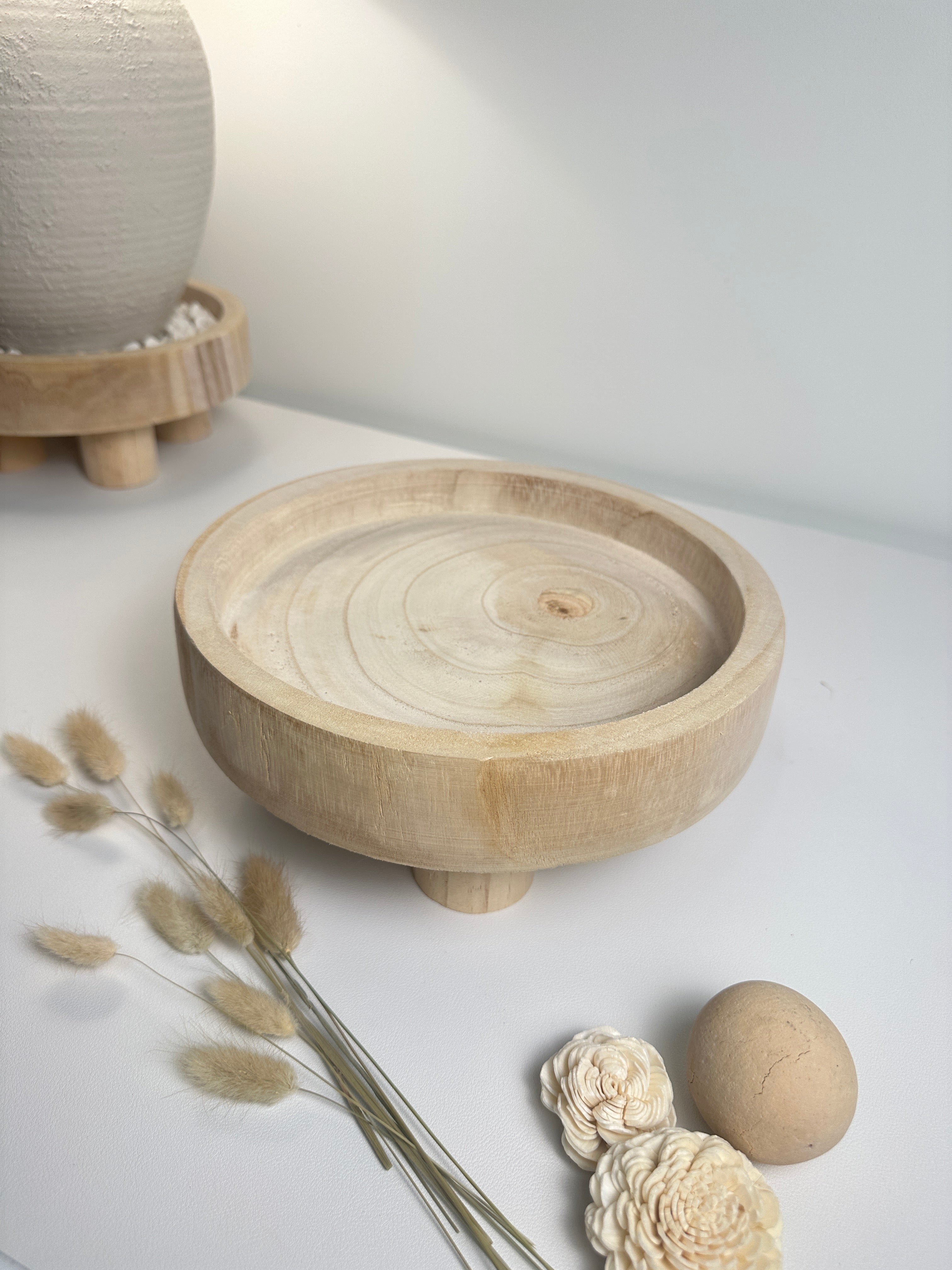 Boho Minimalist Rustic Paulownia Wood - Beige