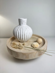 Rustic Style Ceramic Vase White and Terracota 8"