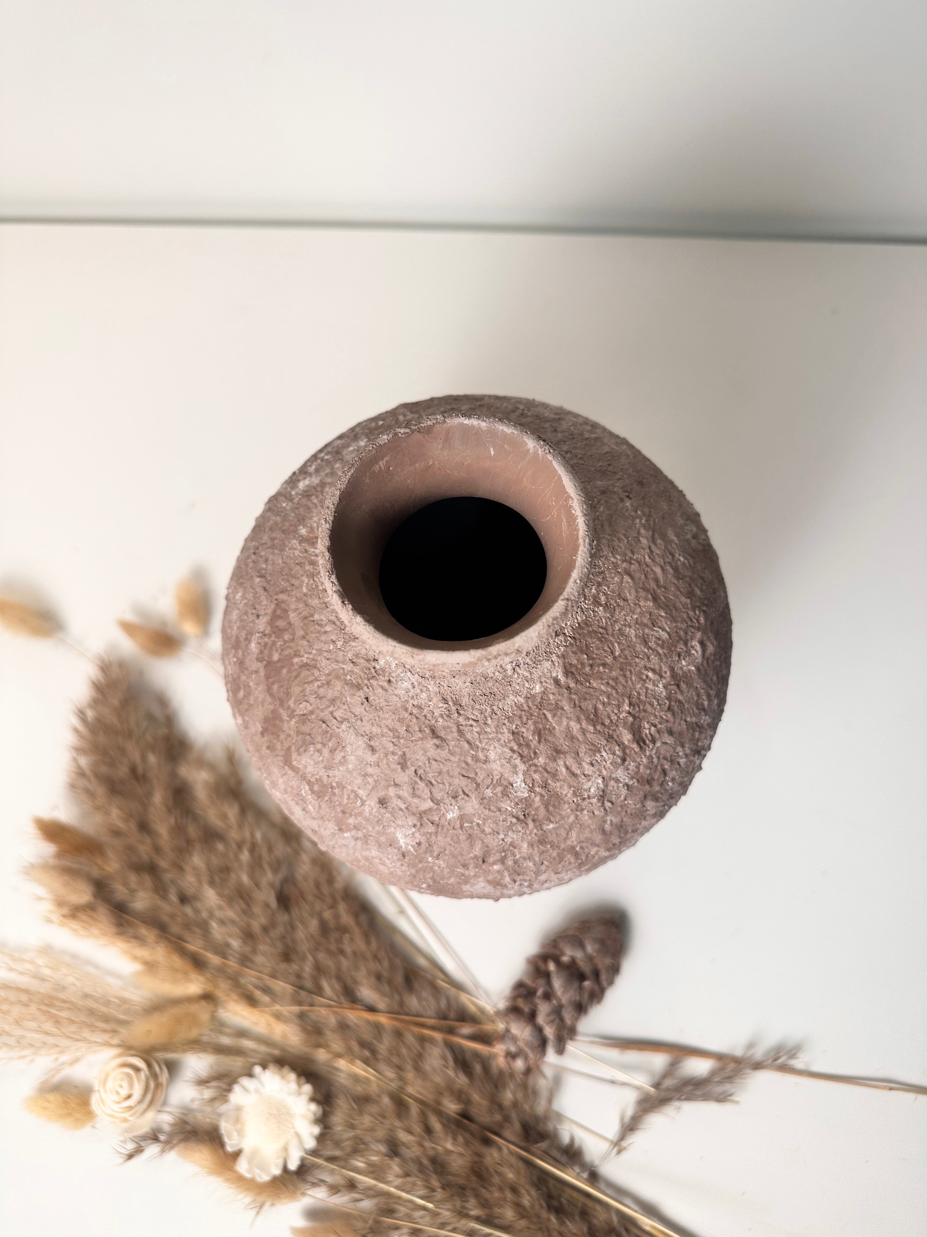 Rustic Earth Brown Textured Ceramic Vase 10" tall