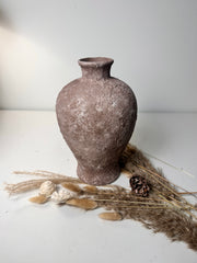 Rustic Earth Brown Textured Ceramic Vase 10" tall