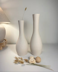 Elegant Paulownia Wood Vase - White