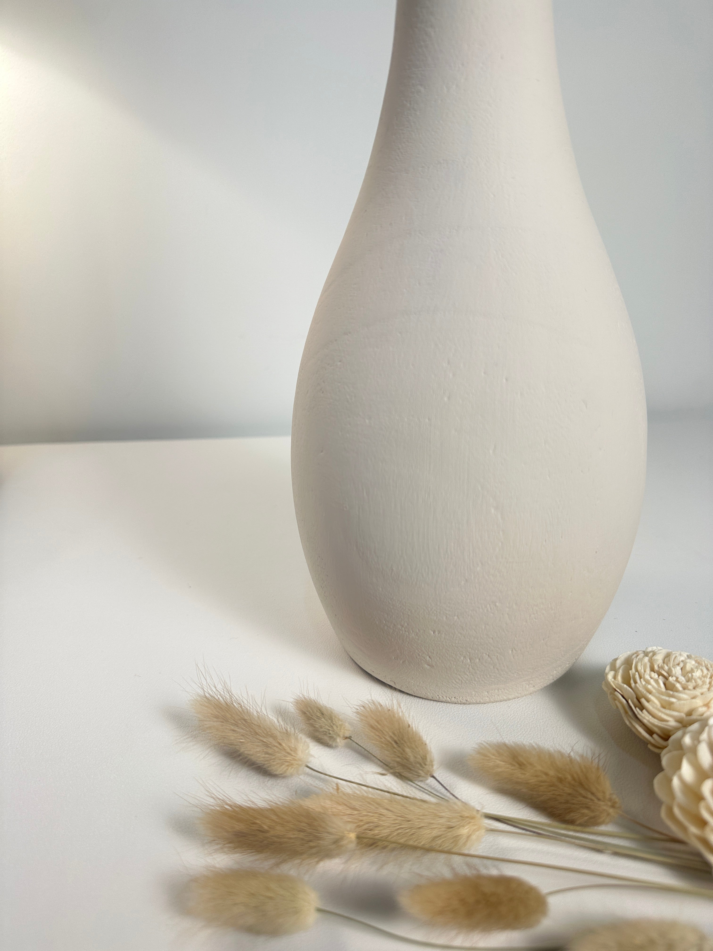 Elegant Paulownia Wood Vase - White