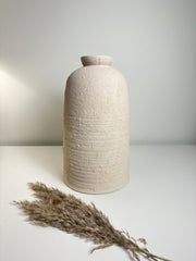 Minimalist Textured Ceramic Vase 12.5” - Light Beige