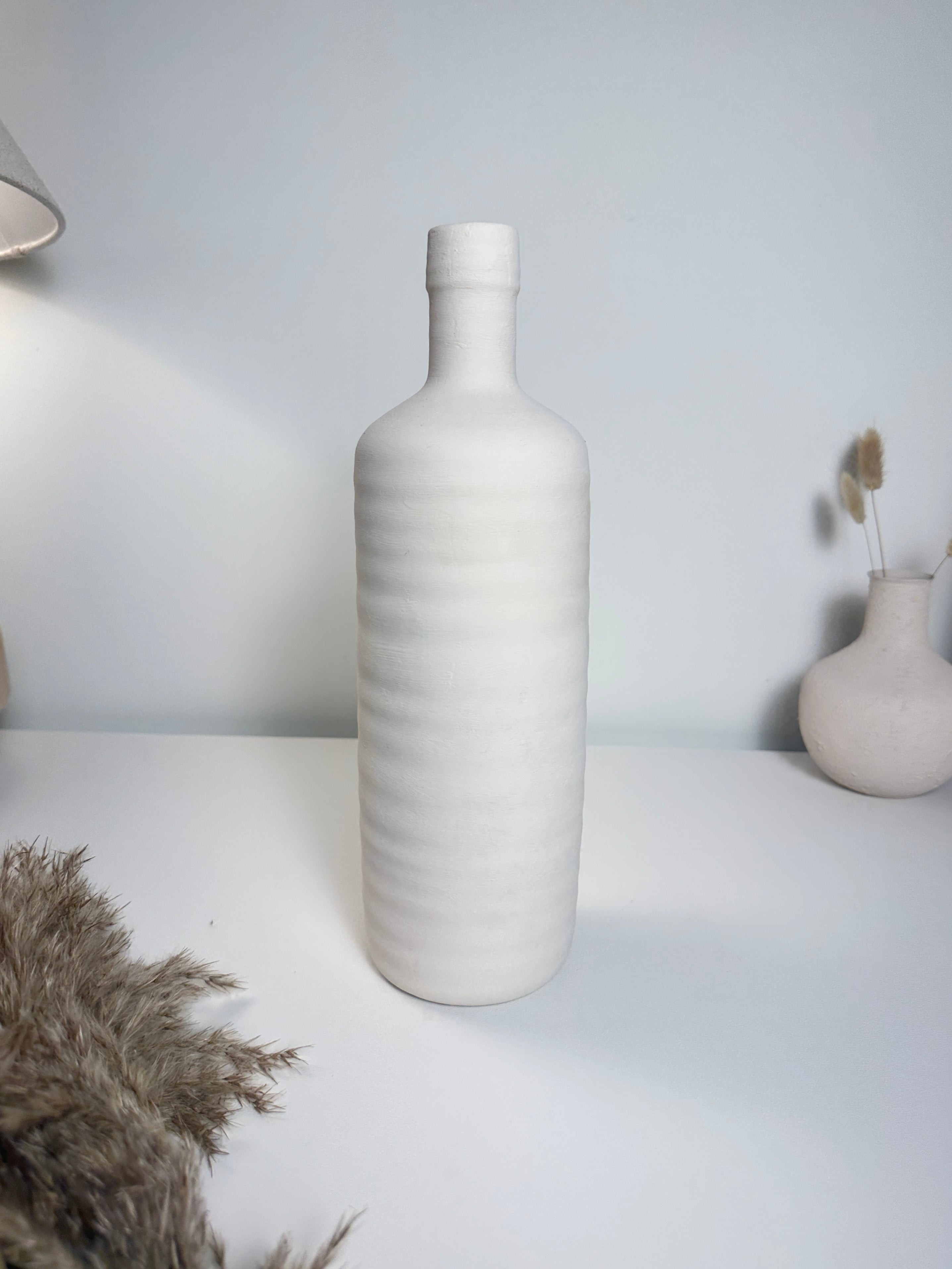 Minimalist Ceramic Bottle Vase 13" White