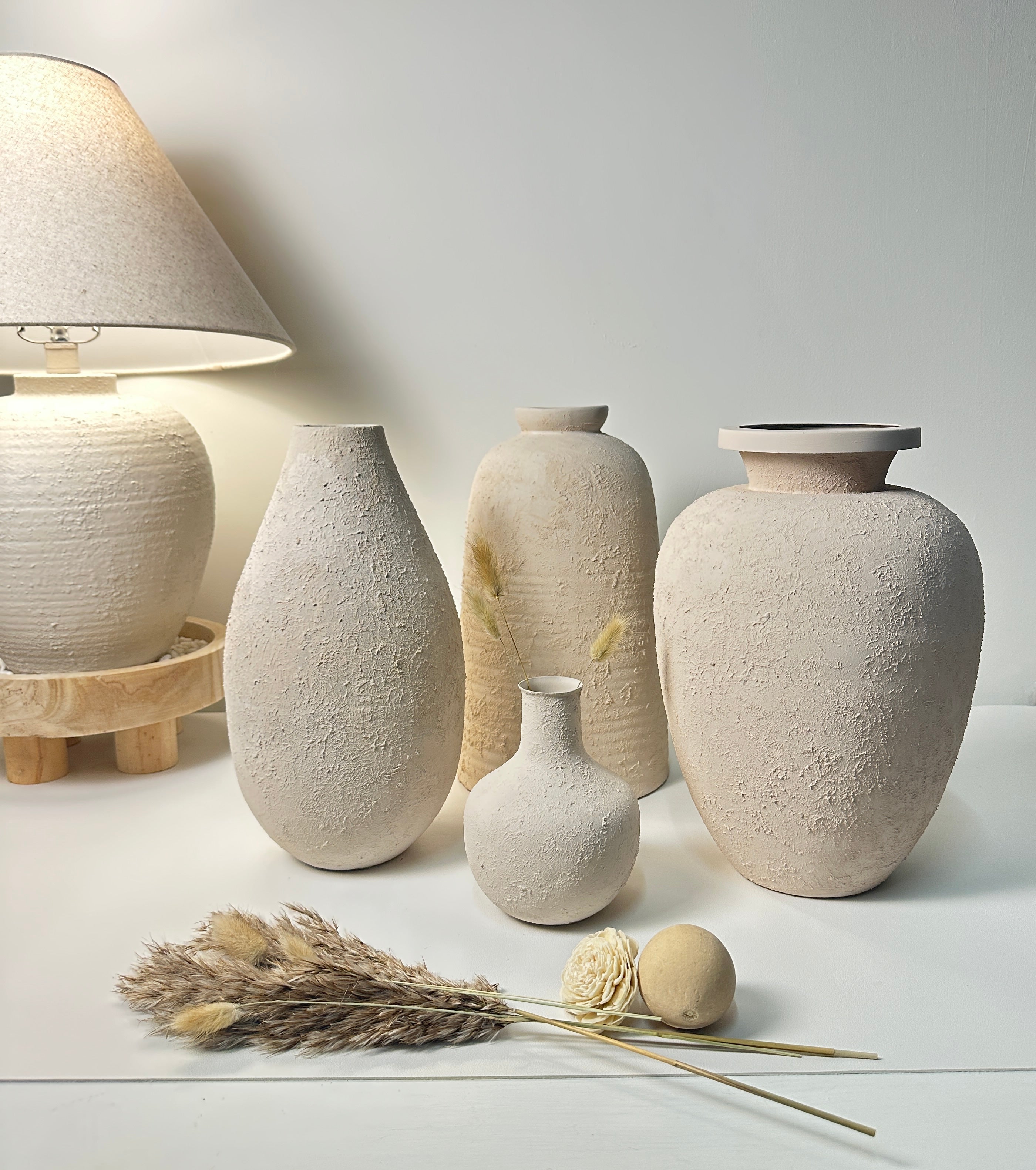 Minimalist Italian Style Midcentury Large Textured Vase with a Classical Unshaped Form 12" tall