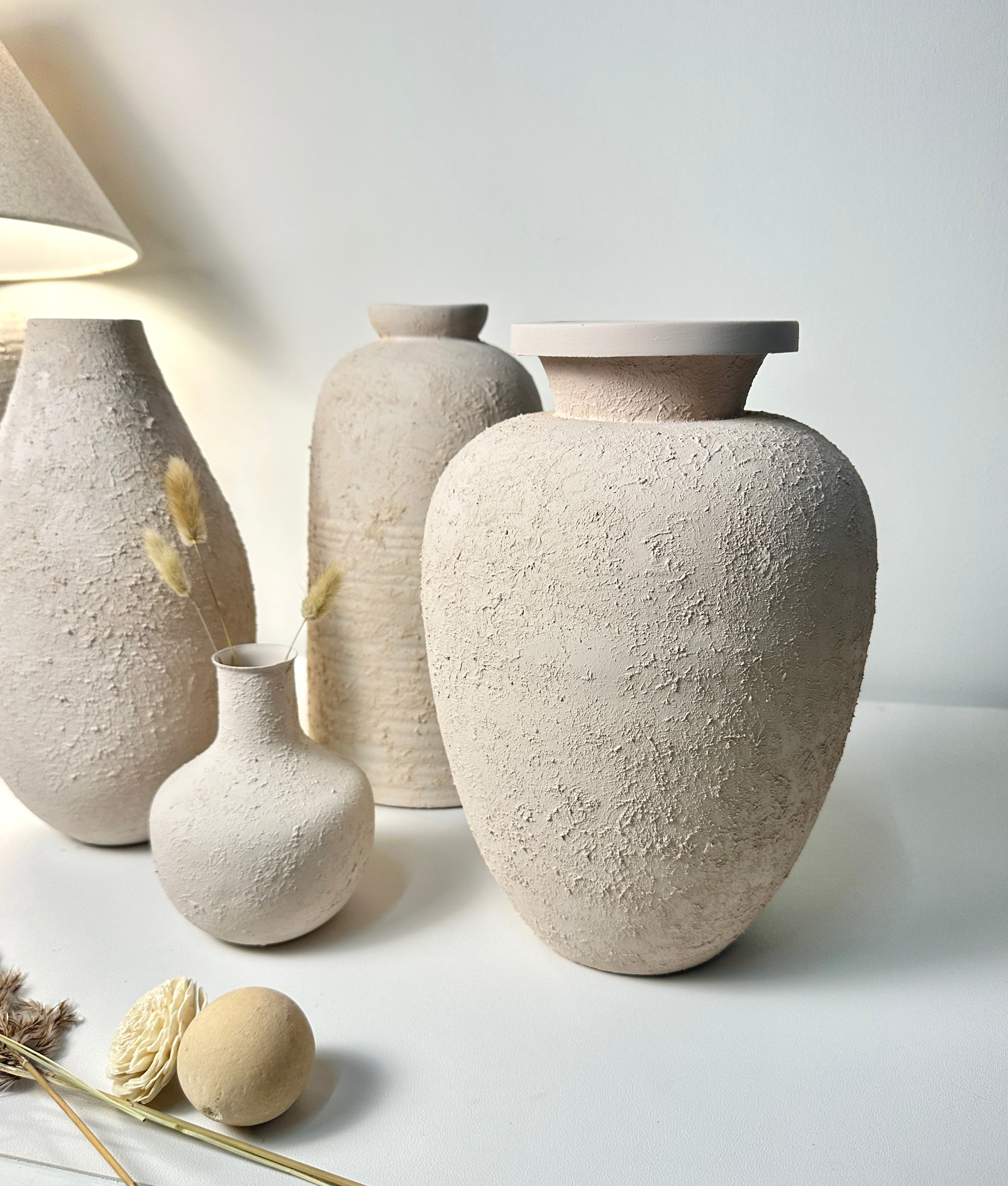 Minimalist Italian Style Midcentury Large Textured Vase with a Classical Unshaped Form 12" tall