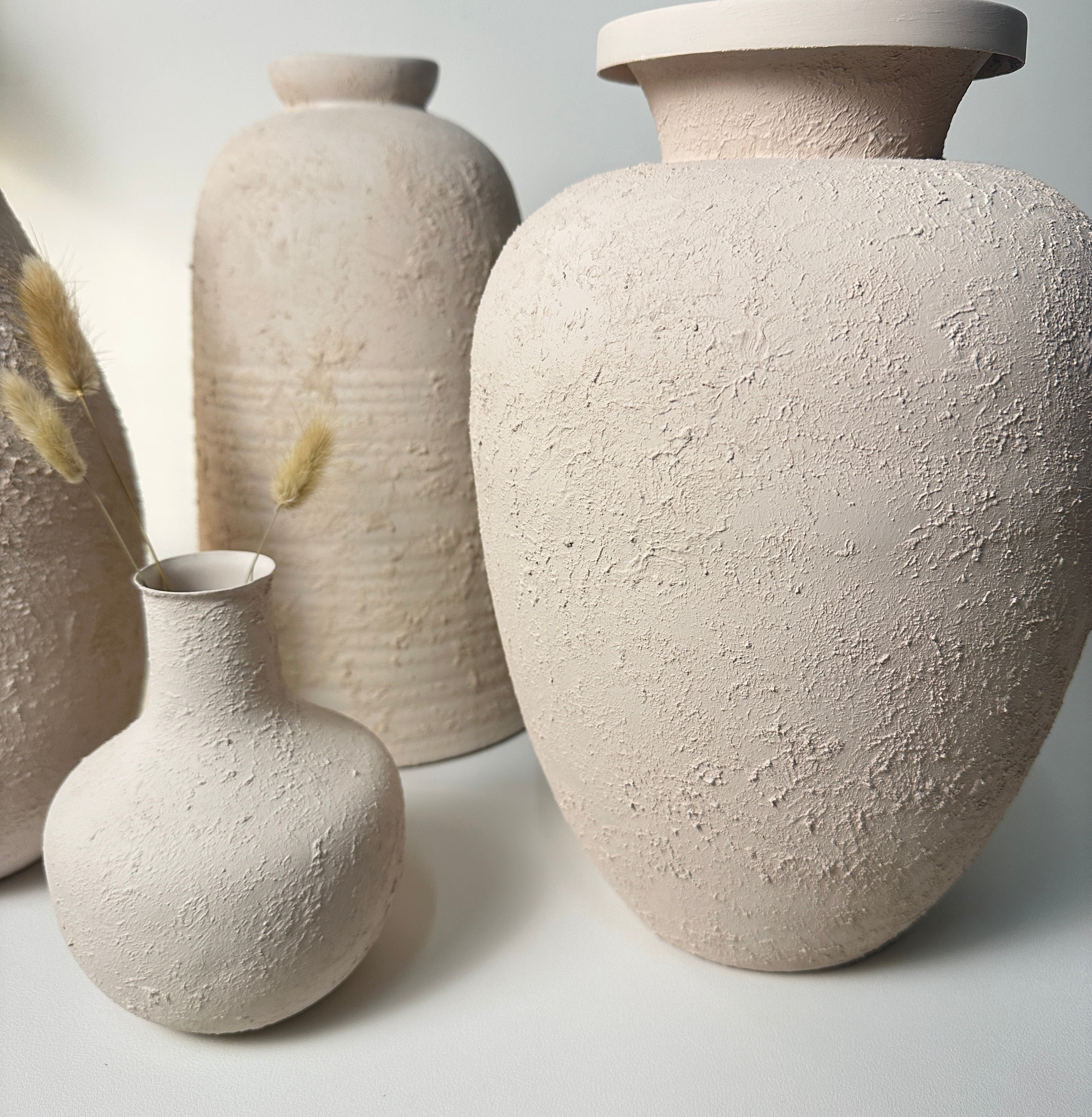 Minimalist Italian Style Midcentury Large Textured Vase with a Classical Unshaped Form 12" tall