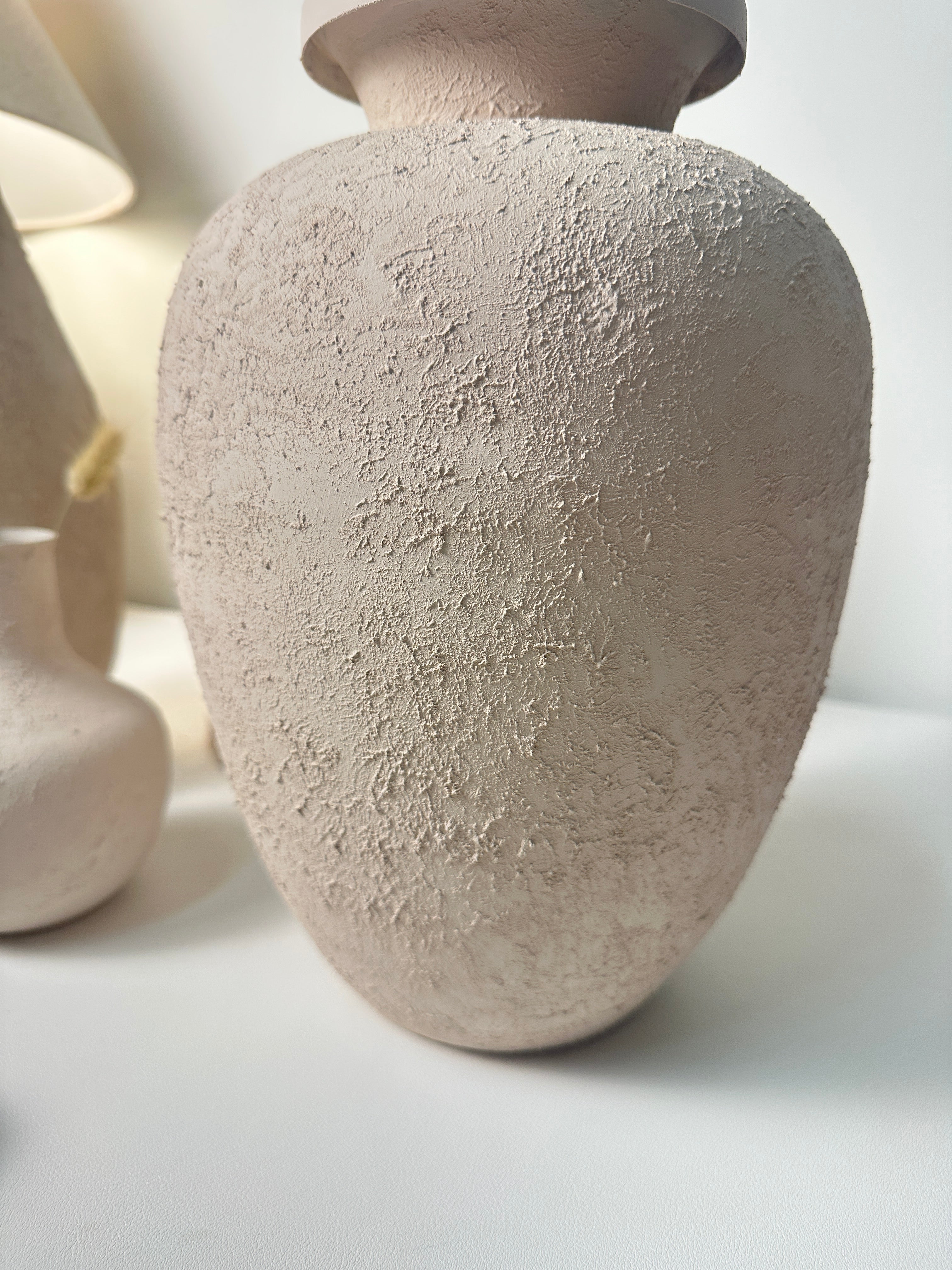 Minimalist Italian Style Midcentury Large Textured Vase with a Classical Unshaped Form 12" tall