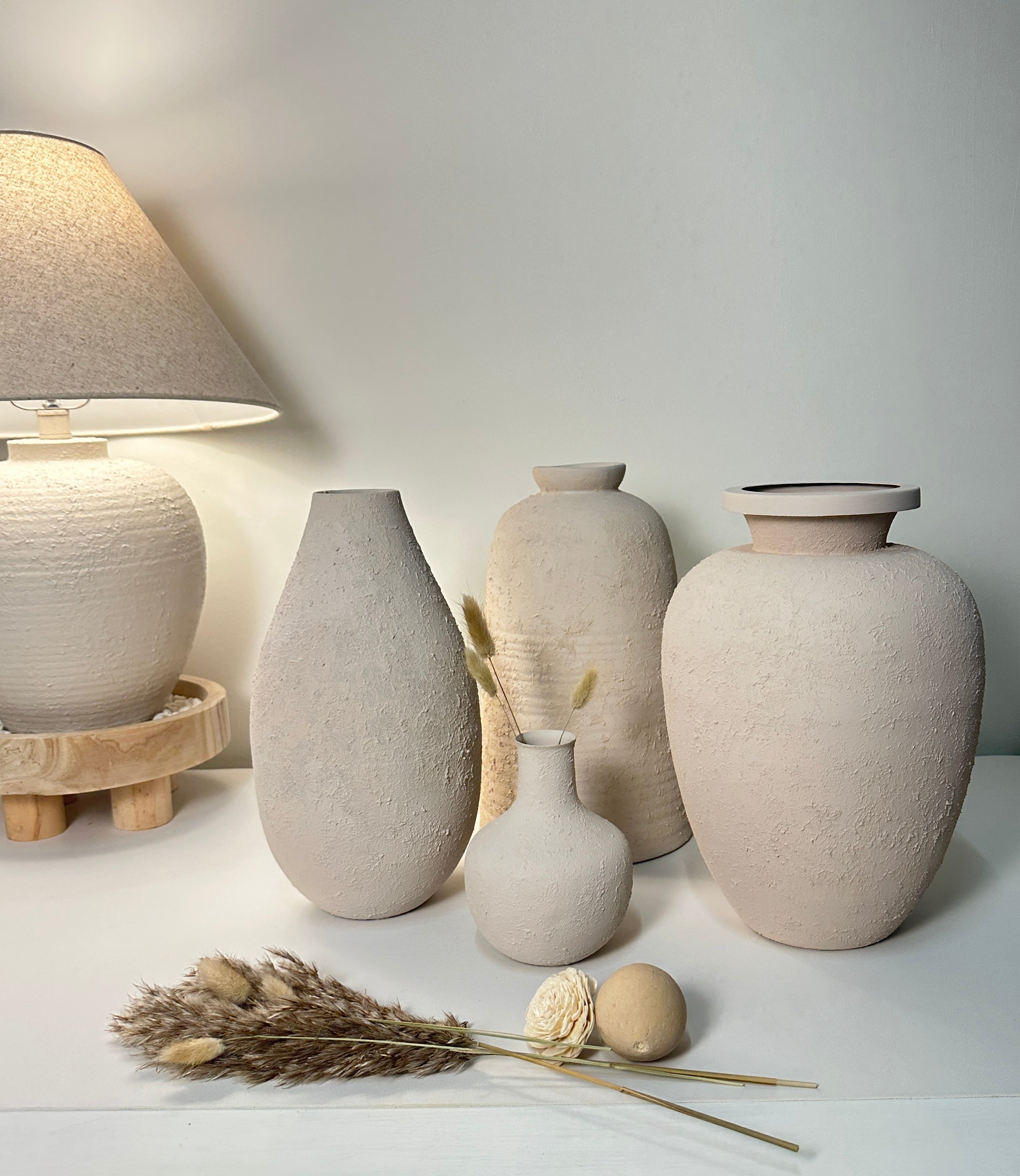 Minimalist Italian Style Midcentury Large Textured Vase with a Classical Unshaped Form 12" tall