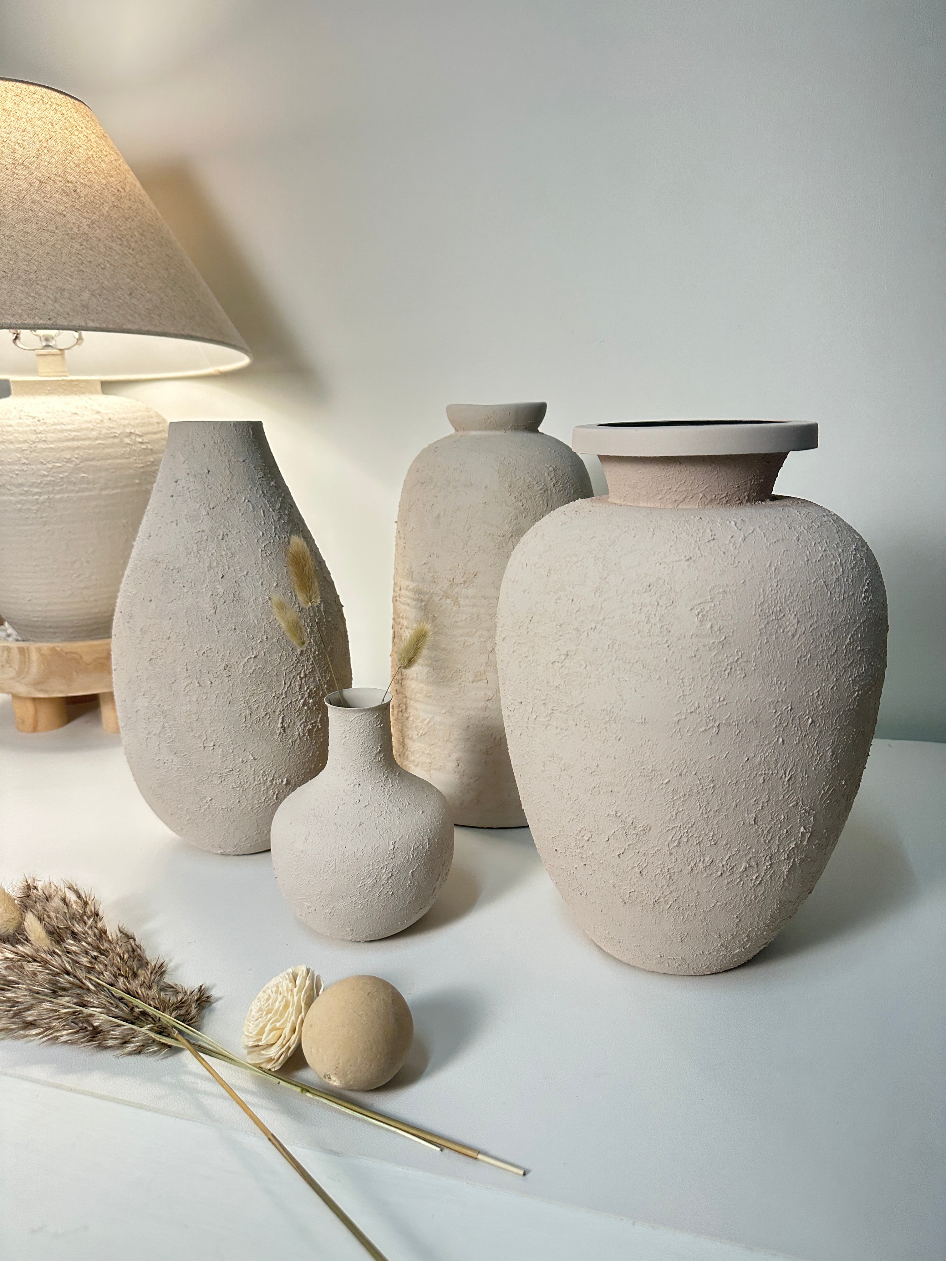 Minimalist Italian Style Midcentury Large Textured Vase with a Classical Unshaped Form 12" tall