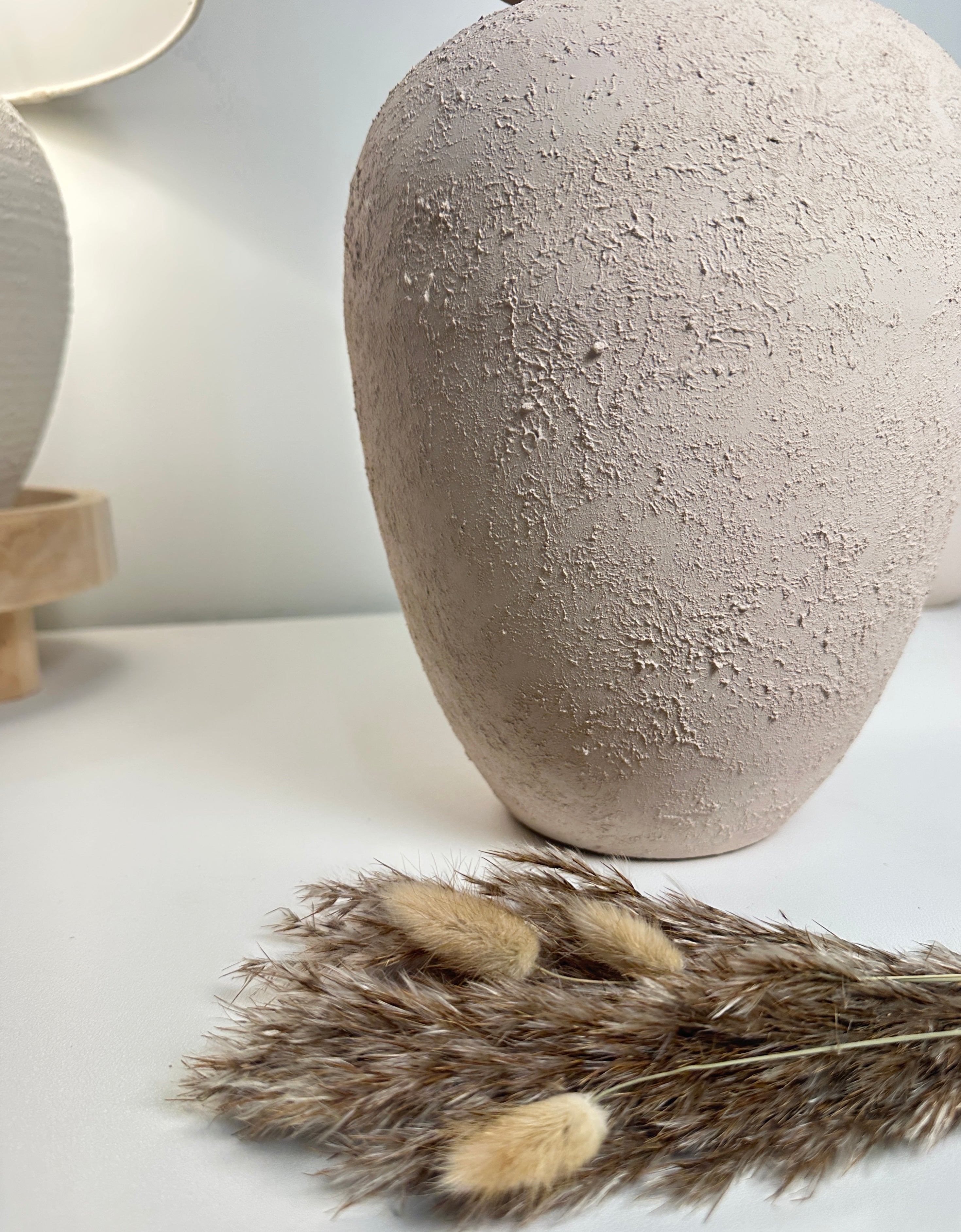 Minimalist Italian Style Midcentury Large Textured Vase with a Classical Unshaped Form 12" tall