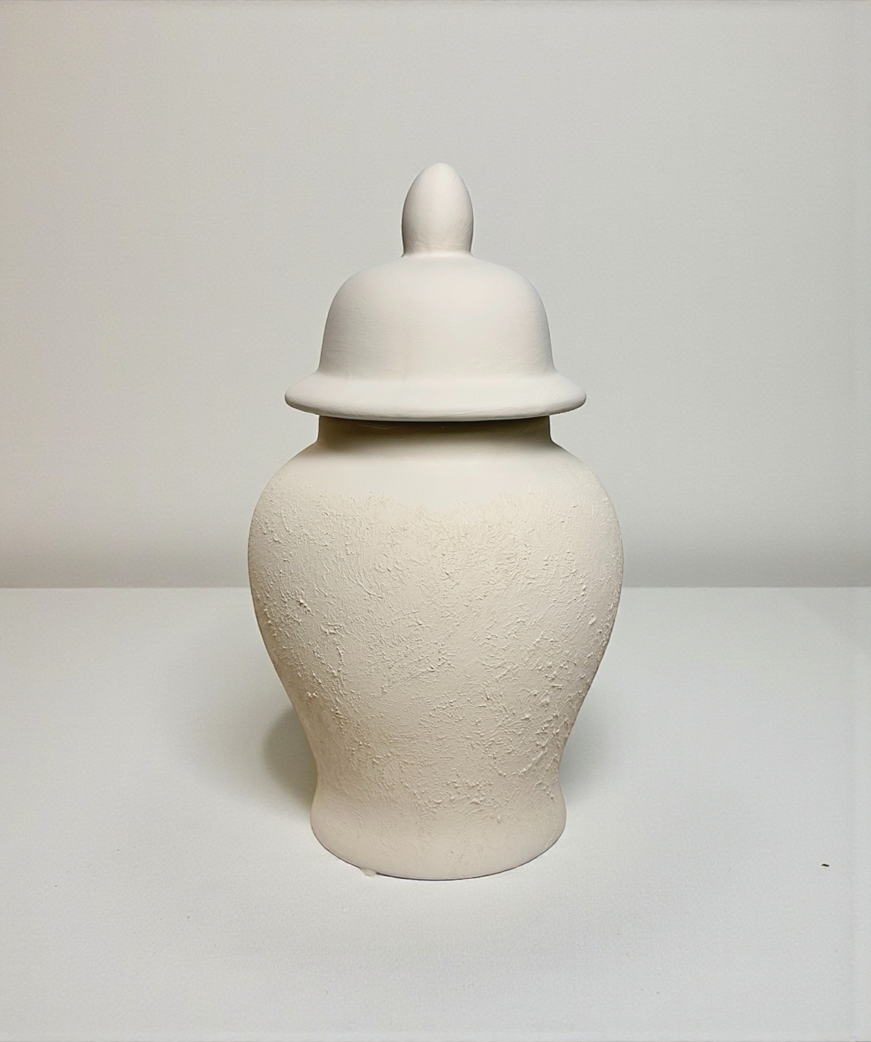 Minimalist Half Textured Jar with Lid 11" - Sand