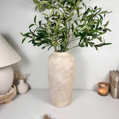 Minimalist Textured Hand-painted Ceramic Vase 18" tall - Cream Sand wash