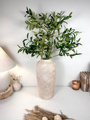Minimalist Textured Hand-painted Ceramic Vase 18" tall - Cream Sand wash