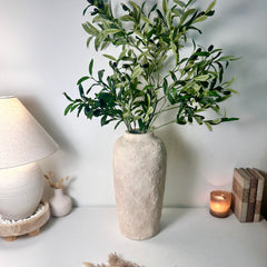 Minimalist Textured Hand-painted Ceramic Vase 18" tall - Cream Sand wash