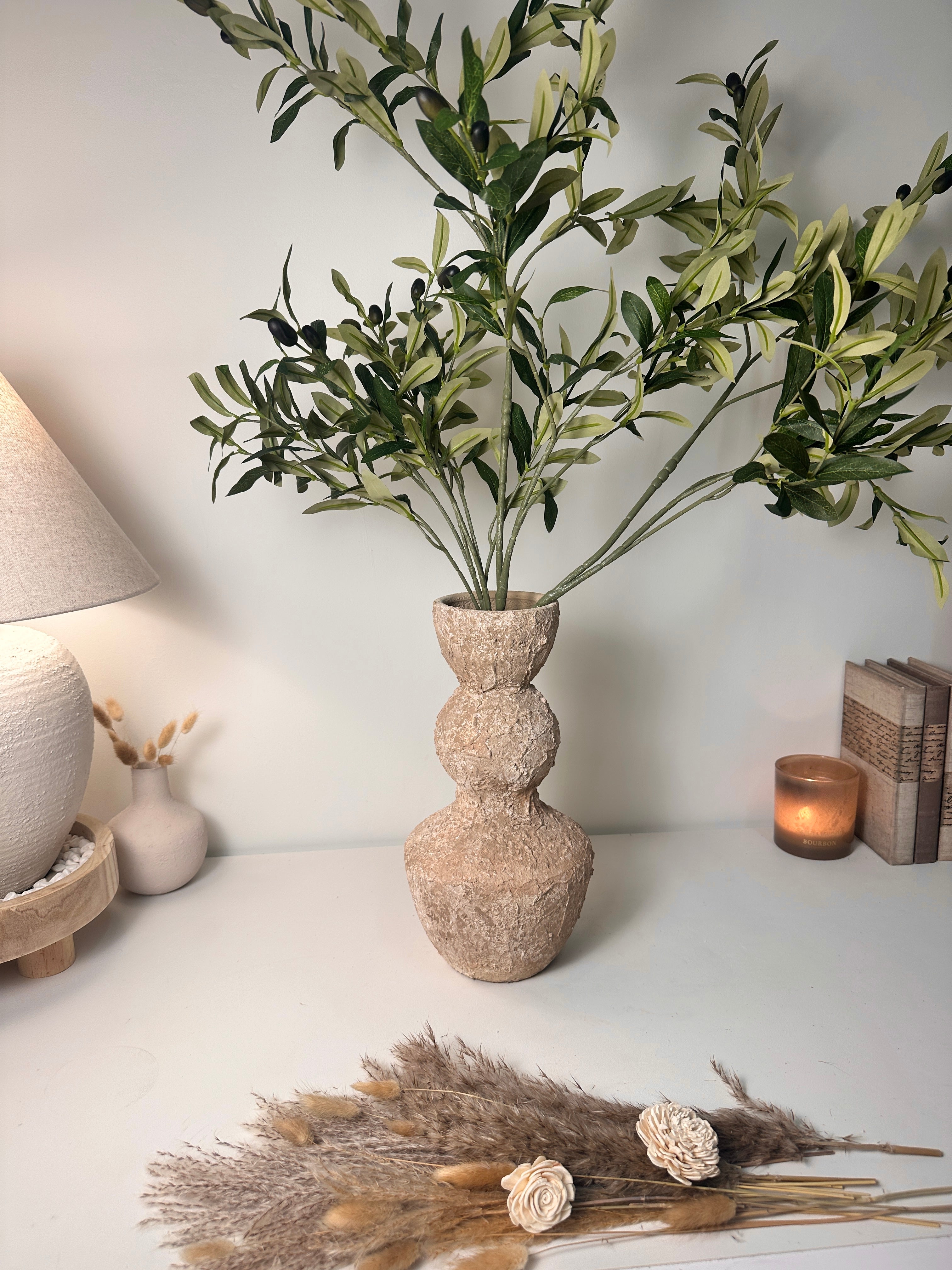 Minimalist Distressed Brown Wash Vase 14"