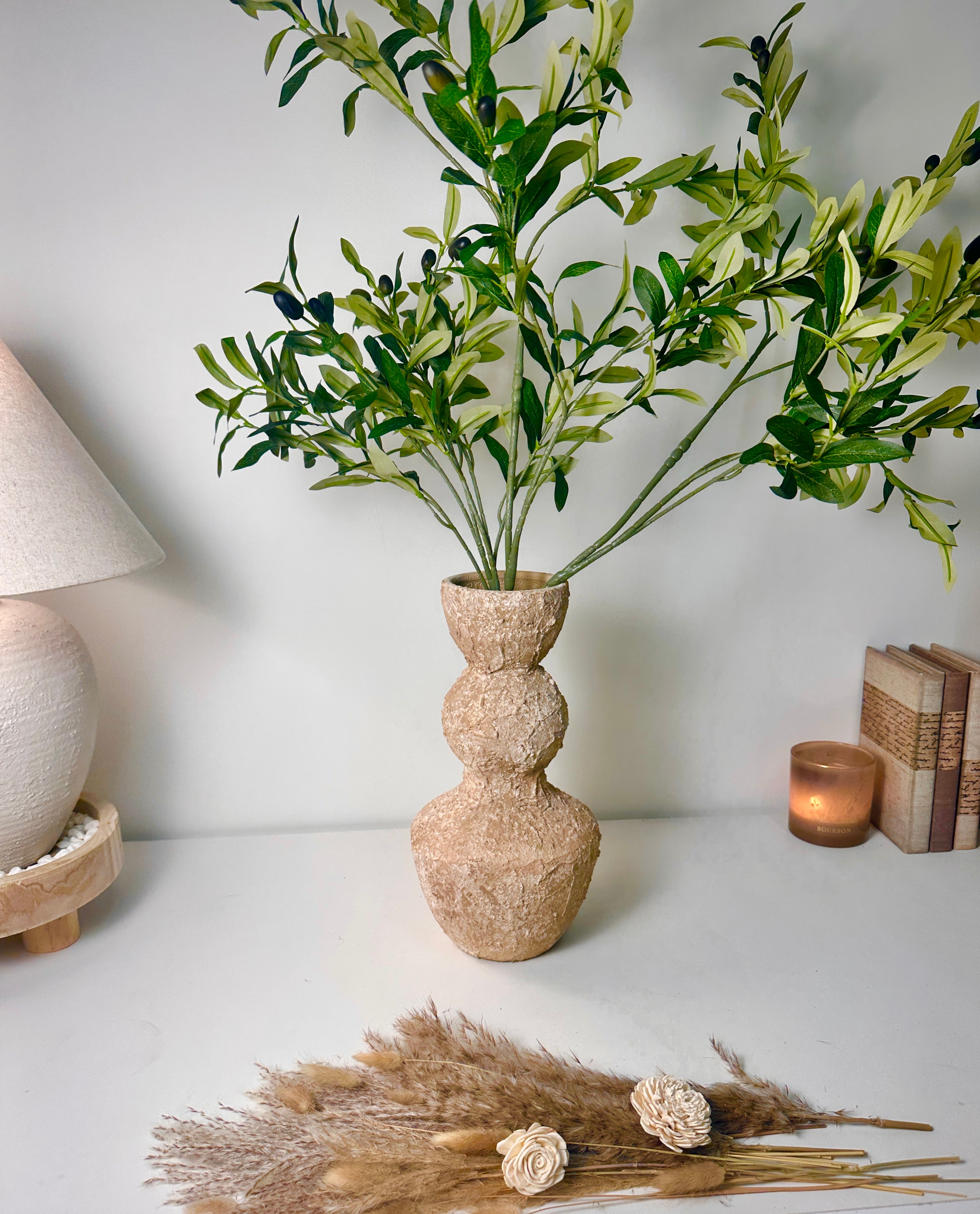 Minimalist Distressed Brown Wash Vase 14"