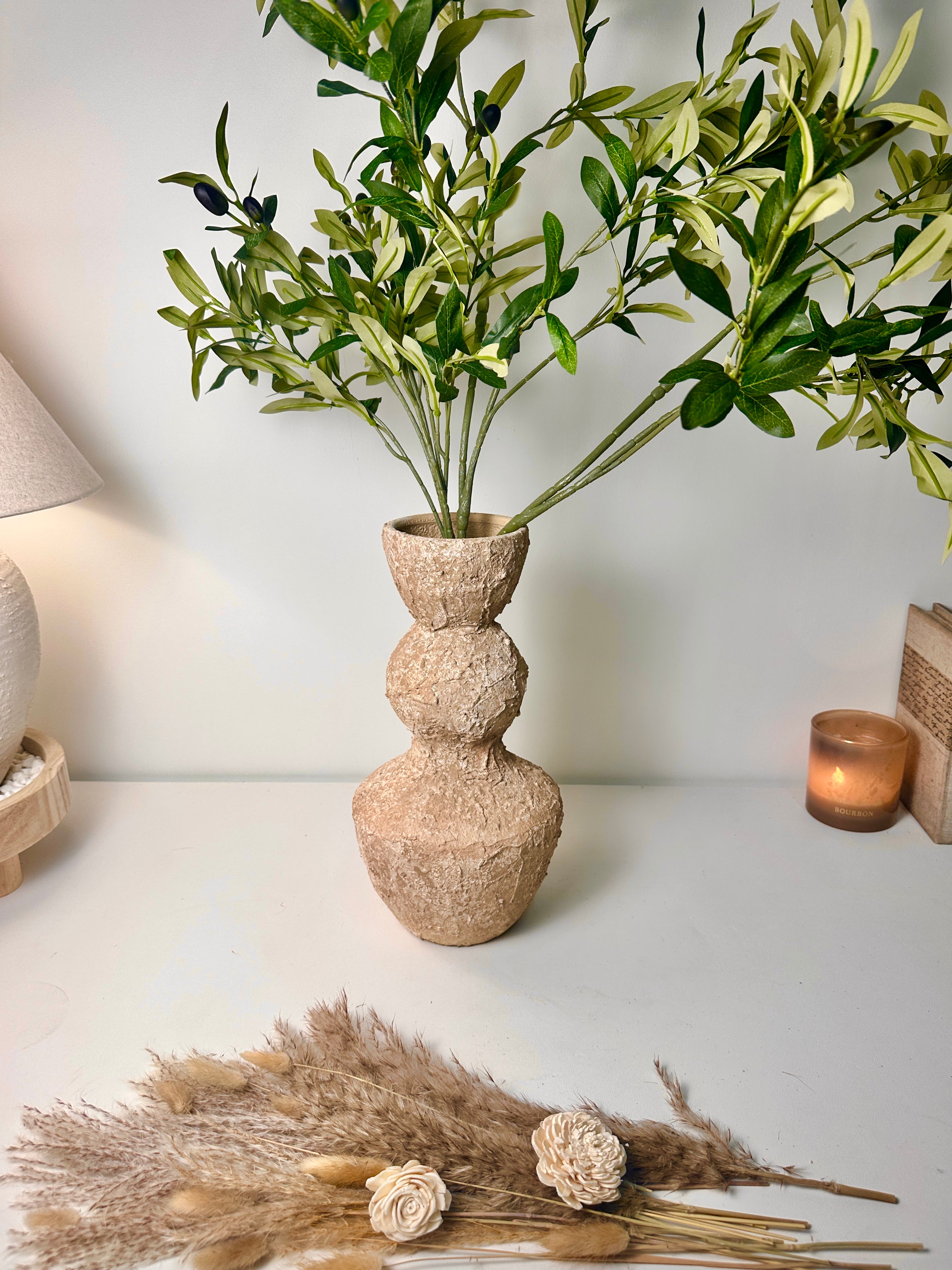 Minimalist Distressed Brown Wash Vase 14"