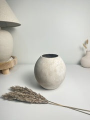 Minimalist Crater Style Glass Vase Beige 7.5"