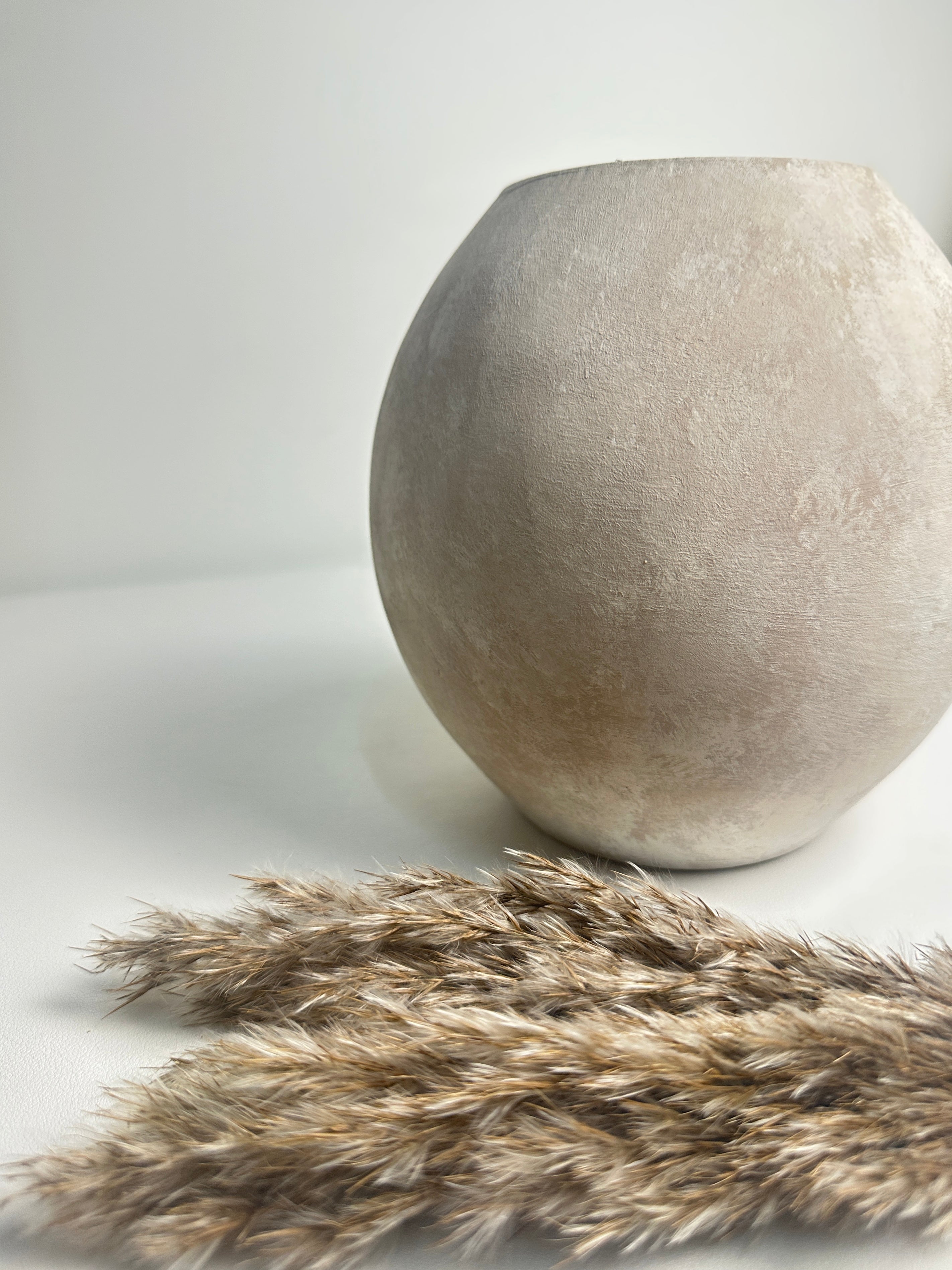Minimalist Crater Style Glass Vase Beige 7.5"