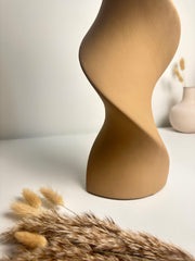 Modern Twisted Vase 16" - Coffee Brown