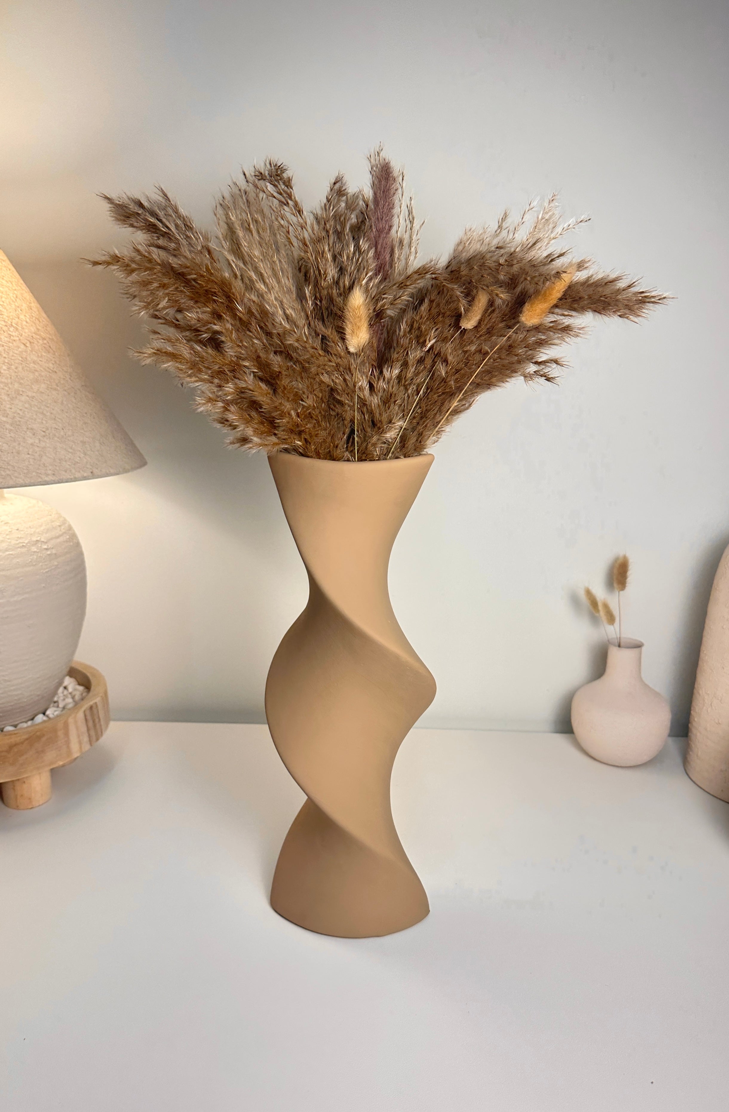 Modern Twisted Vase 16" - Coffee Brown
