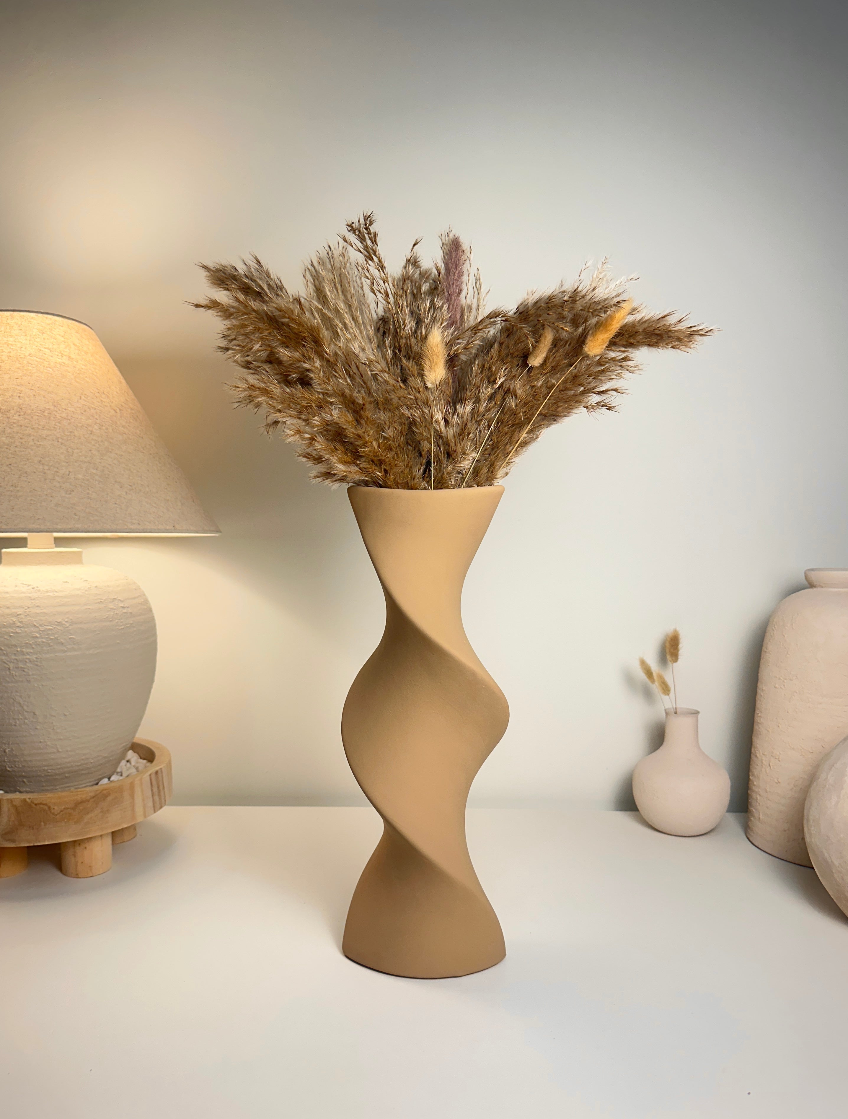 Modern Twisted Vase 16" - Coffee Brown