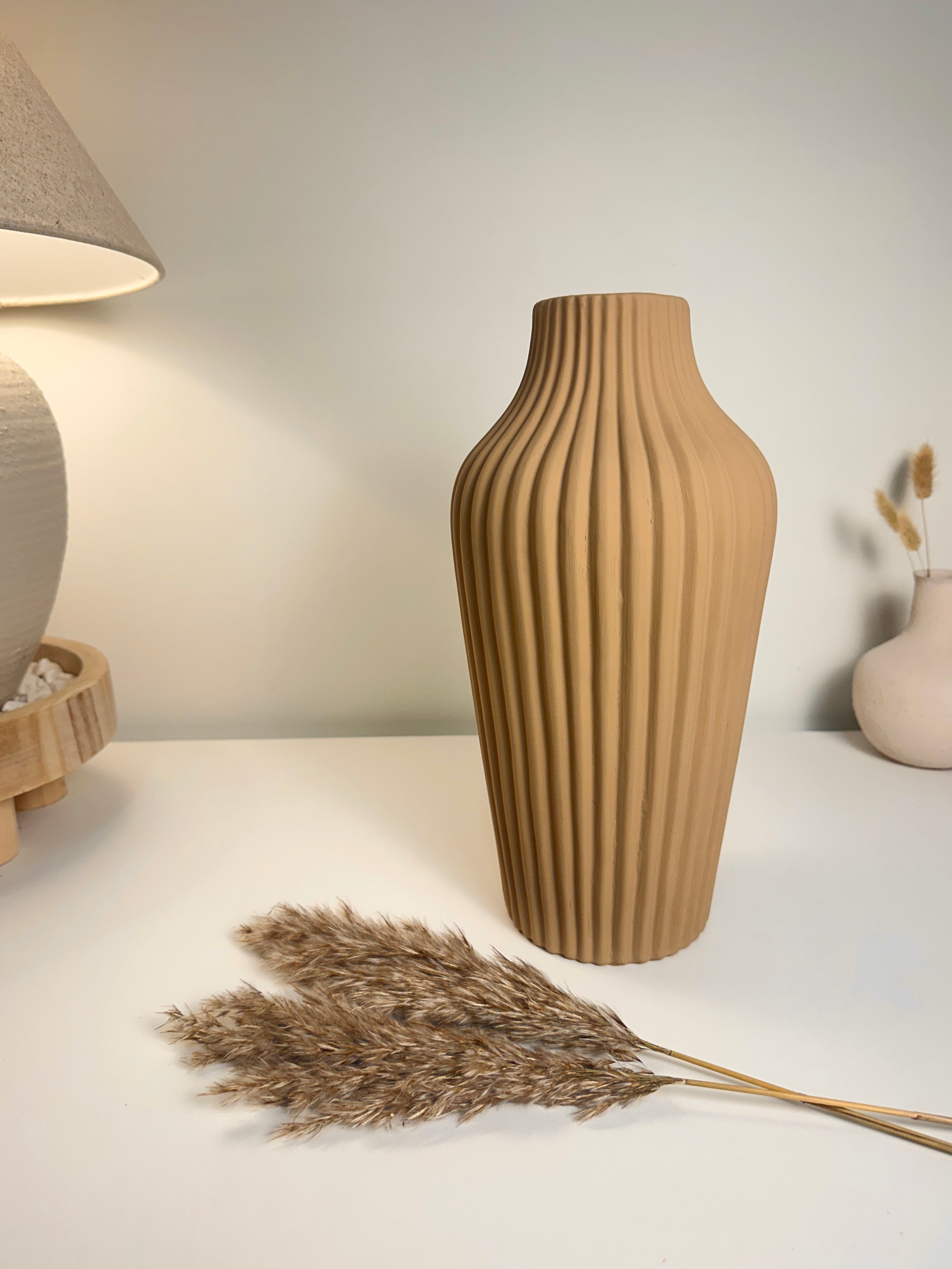 Modern Ceramic Vase with Stripes 13" tall