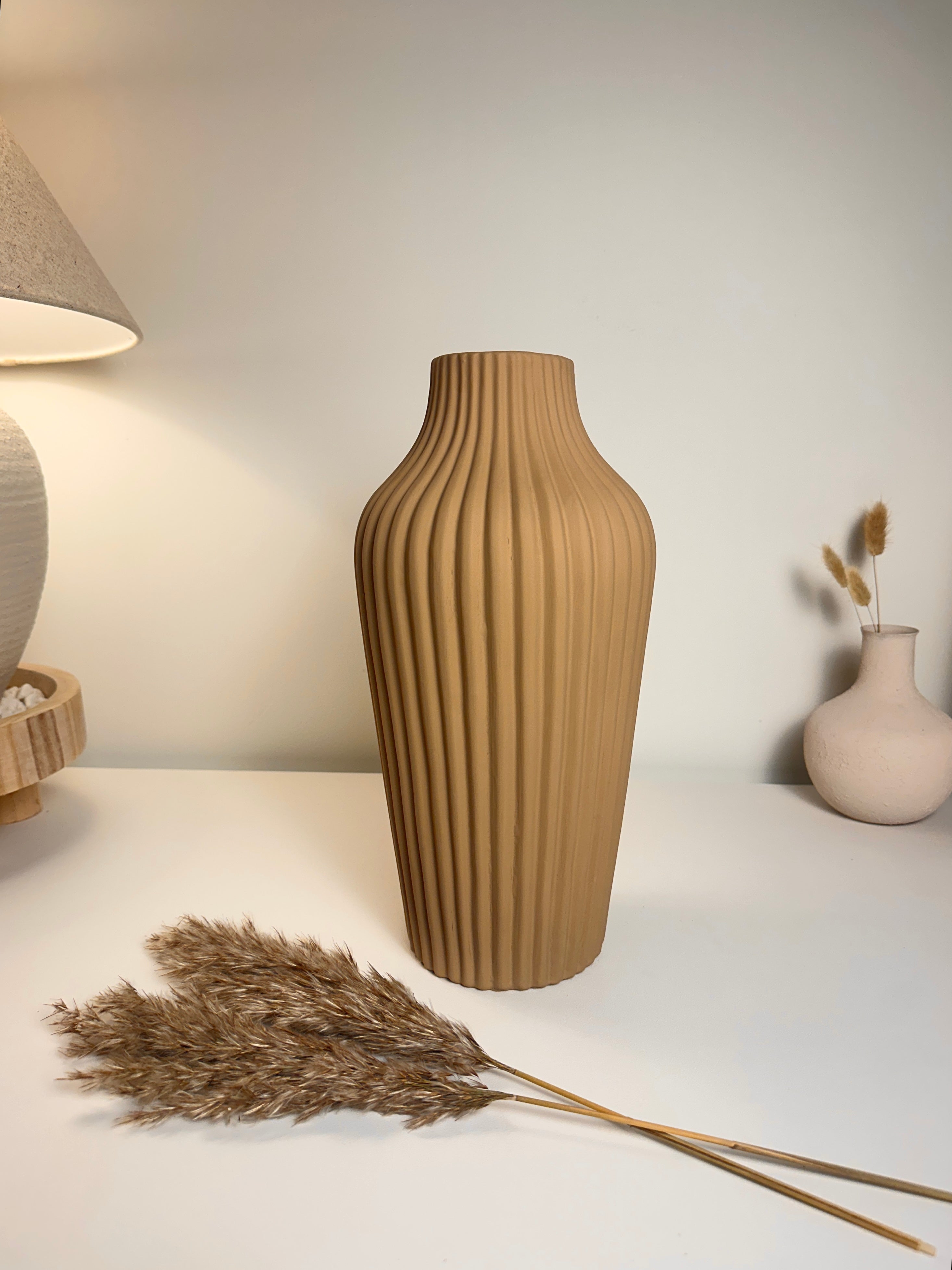 Modern Ceramic Vase with Stripes 13" tall