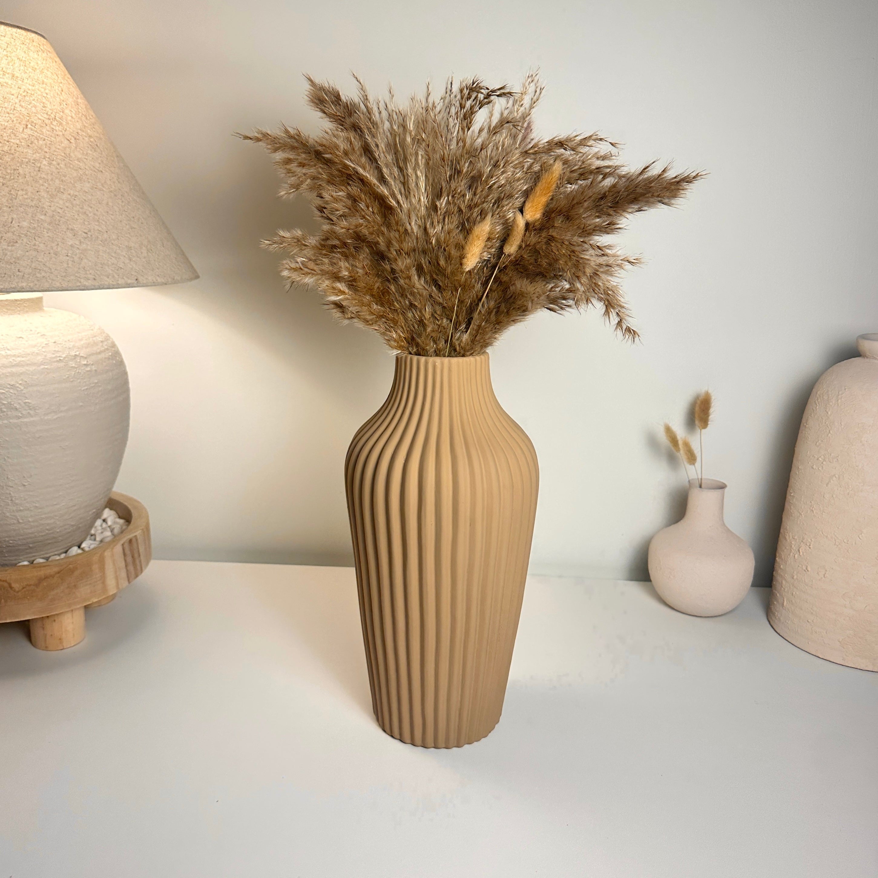 Modern Ceramic Vase with Stripes 13" tall