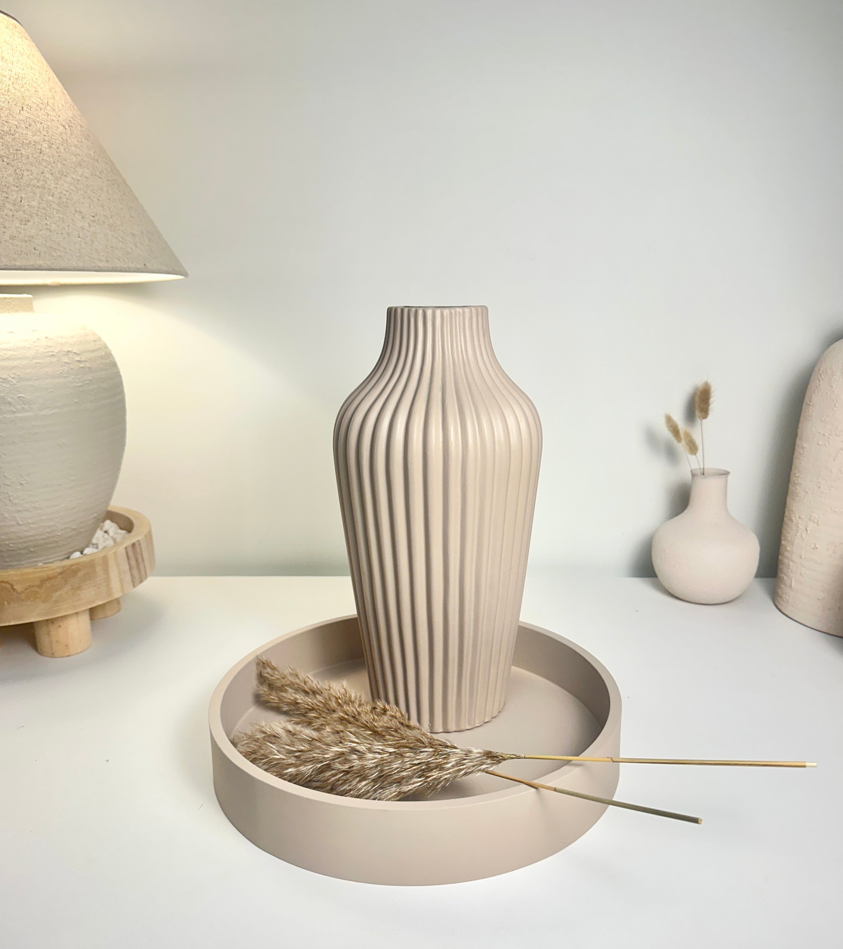 Modern Ceramic Vase with Stripes 13" tall