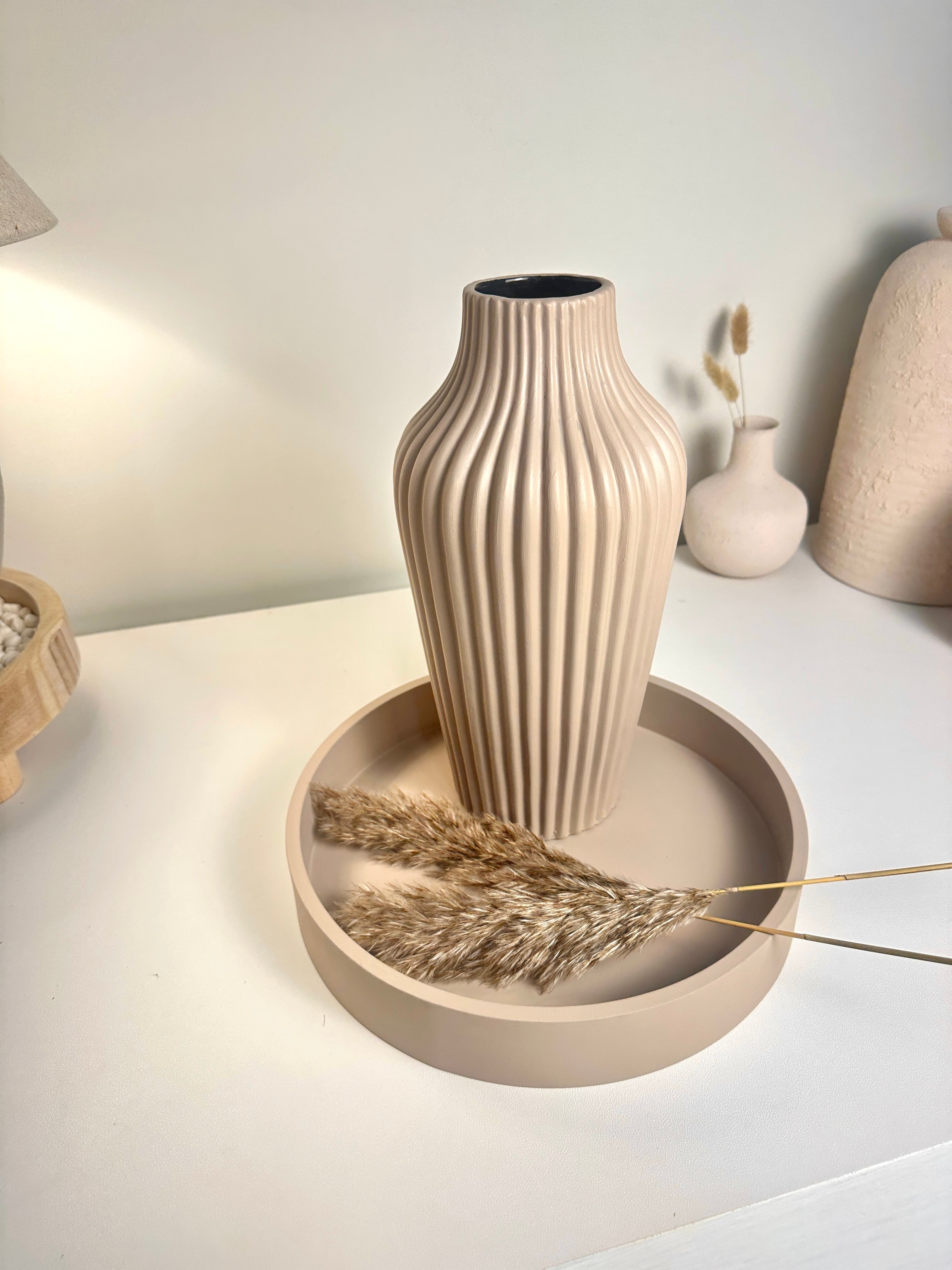 Modern Ceramic Vase with Stripes 13" tall