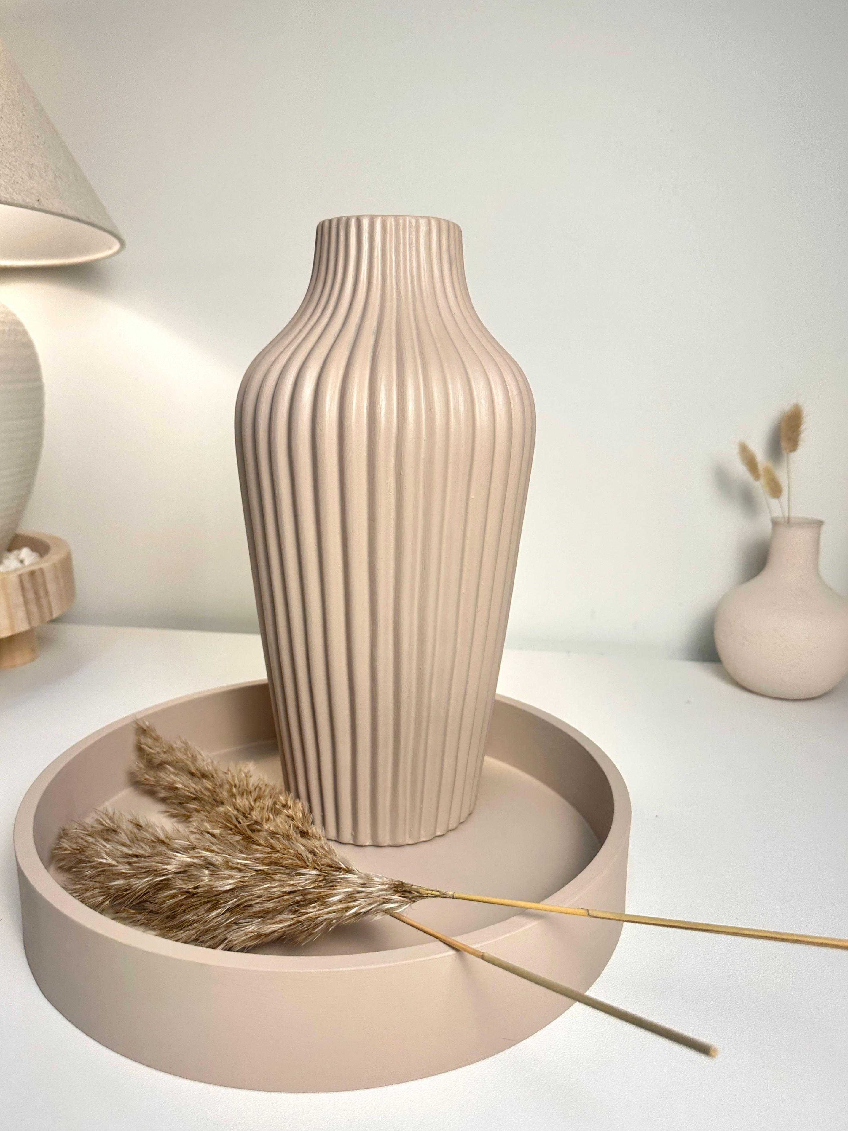 Modern Ceramic Vase with Stripes 13" tall