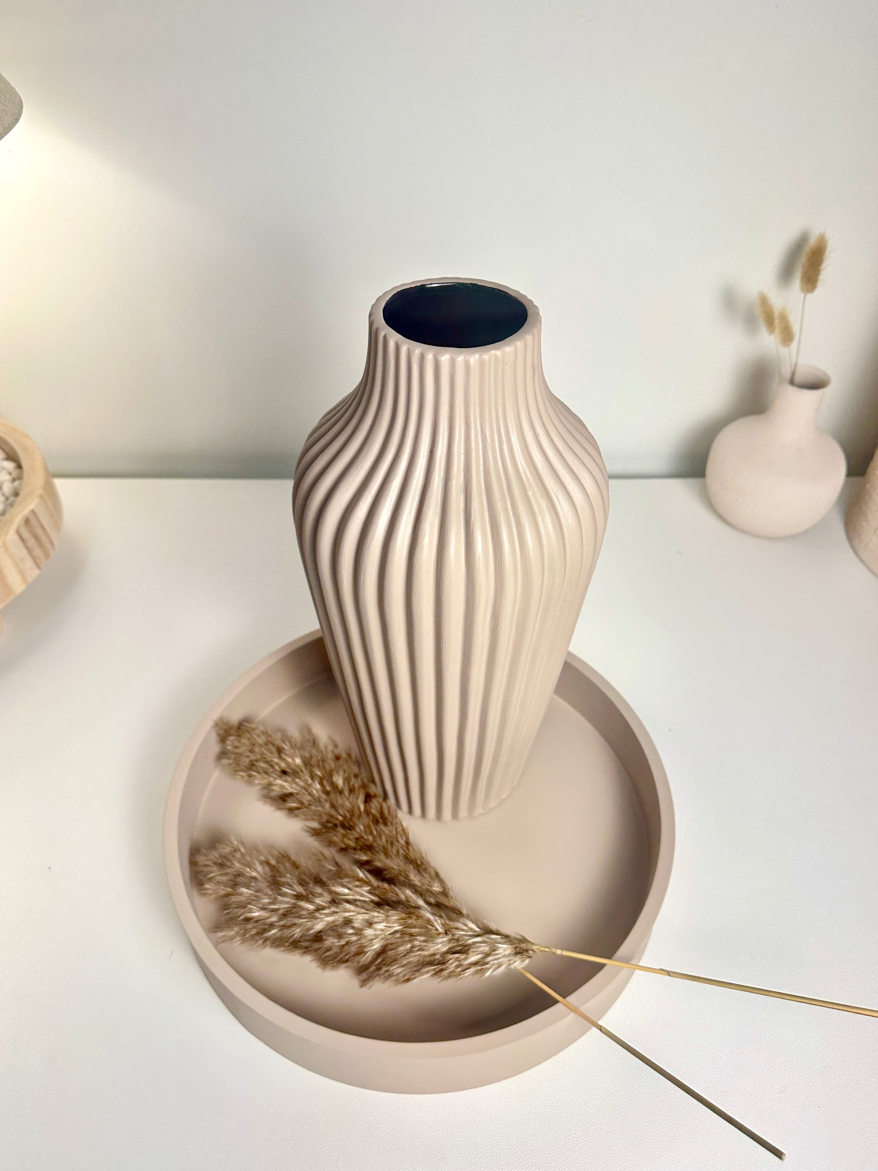 Modern Ceramic Vase with Stripes 13" tall