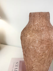 Rustic Textured Hand-Painted Ceramic Vase 13" tall - Terracotta Brown
