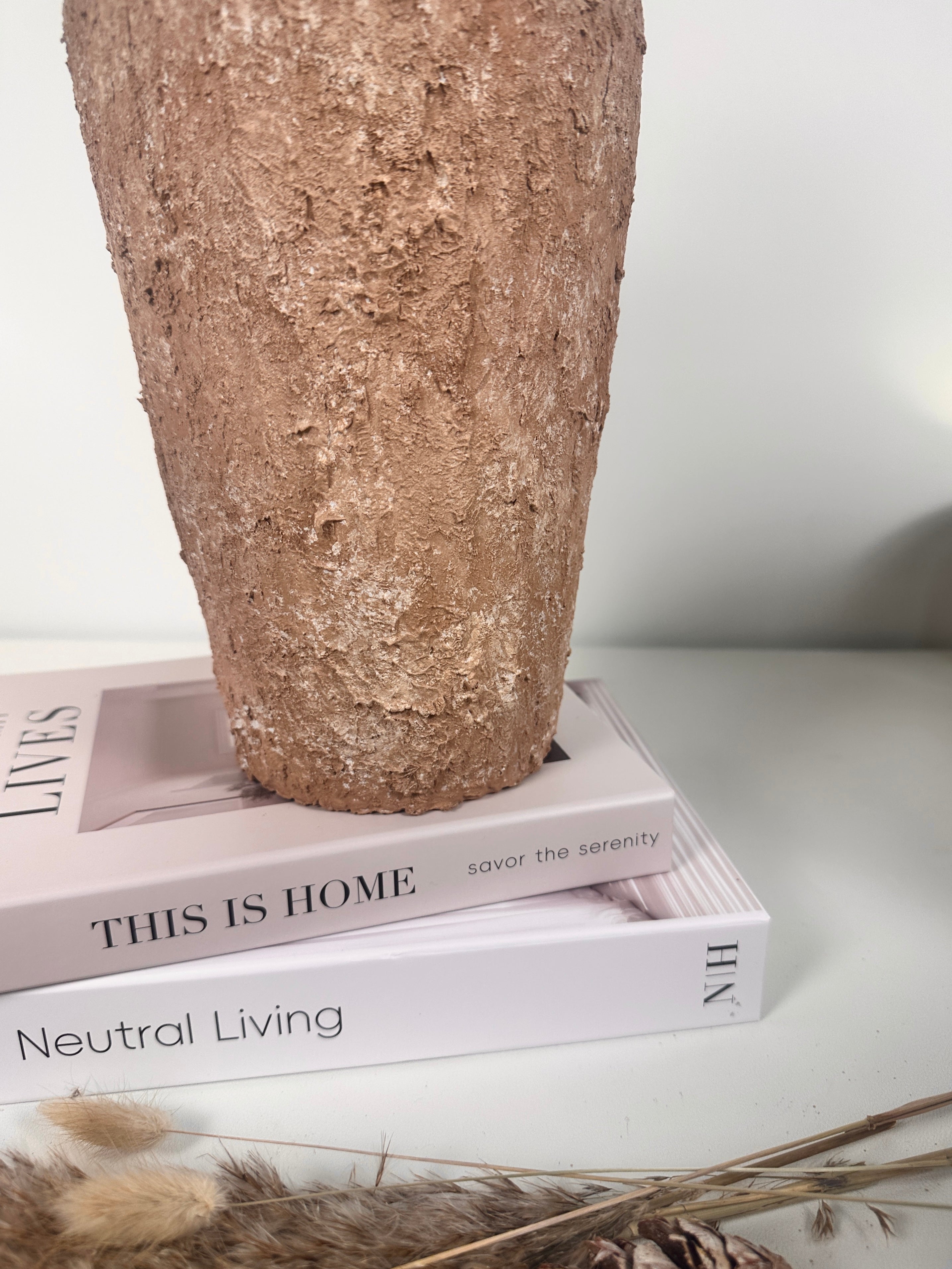 Rustic Textured Hand-Painted Ceramic Vase 13" tall - Terracotta Brown
