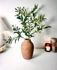 Rustic Ceramic Vase Textured Handcrafted 10" tall - Terracotta Brown