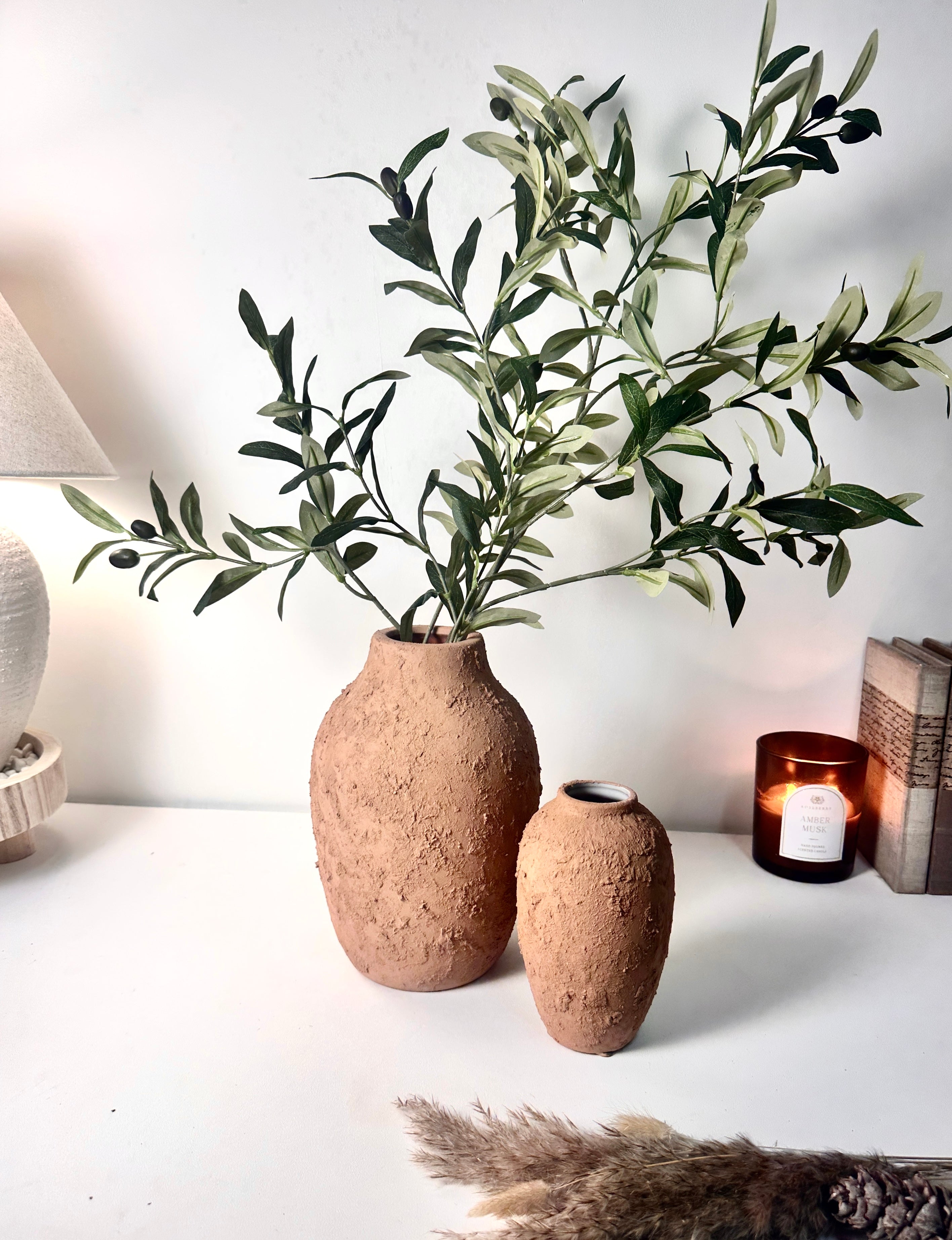 Rustic Ceramic Small Vase Textured Handcrafted 7" tall - Terracotta Brown