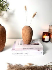 Rustic Ceramic Small Vase Textured Handcrafted 7" tall - Terracotta Brown