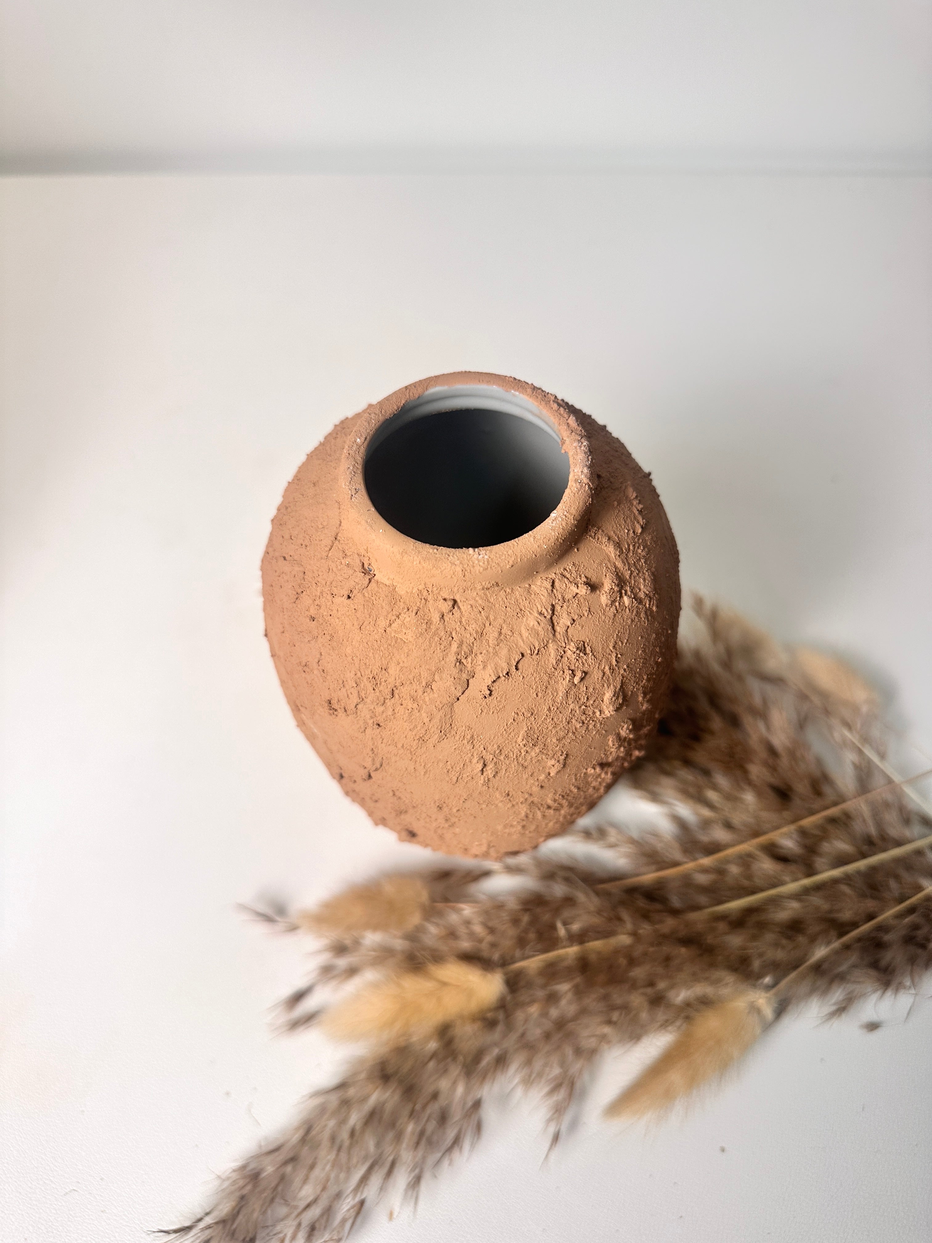 Rustic Ceramic Small Vase Textured Handcrafted 7" tall - Terracotta Brown
