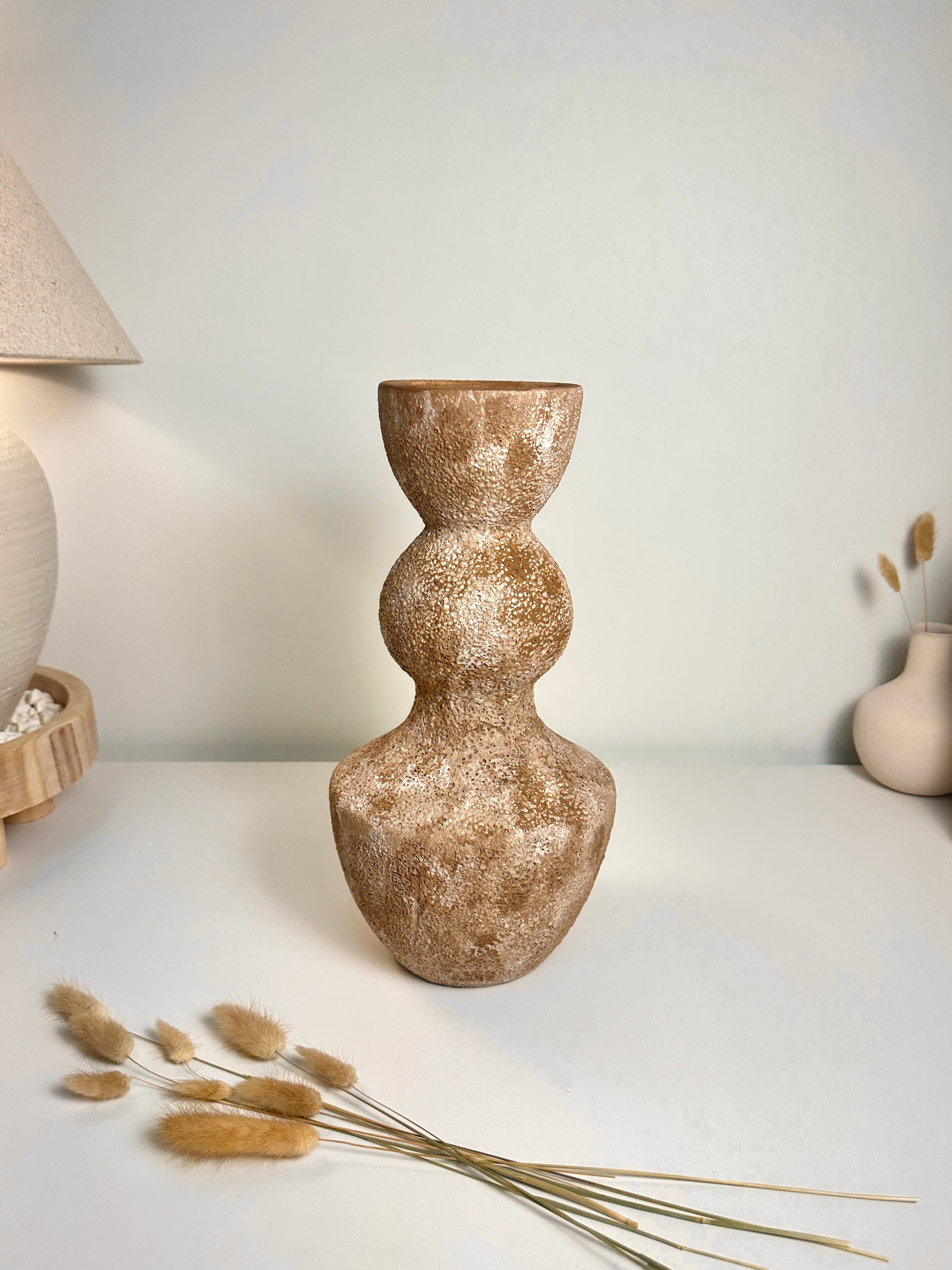Minimalist Distressed Brown Washed Vase 14"