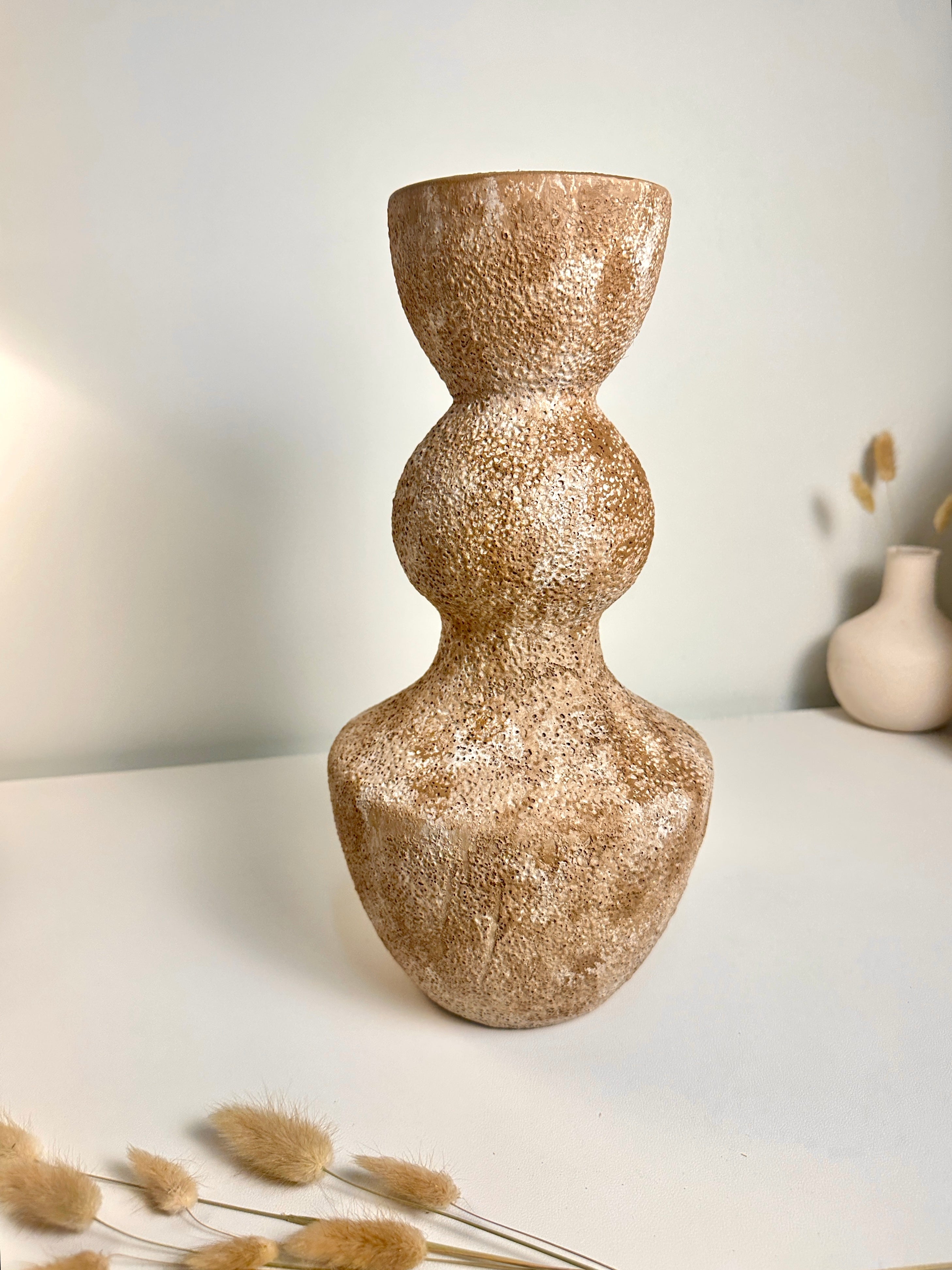 Minimalist Distressed Brown Washed Vase 14"