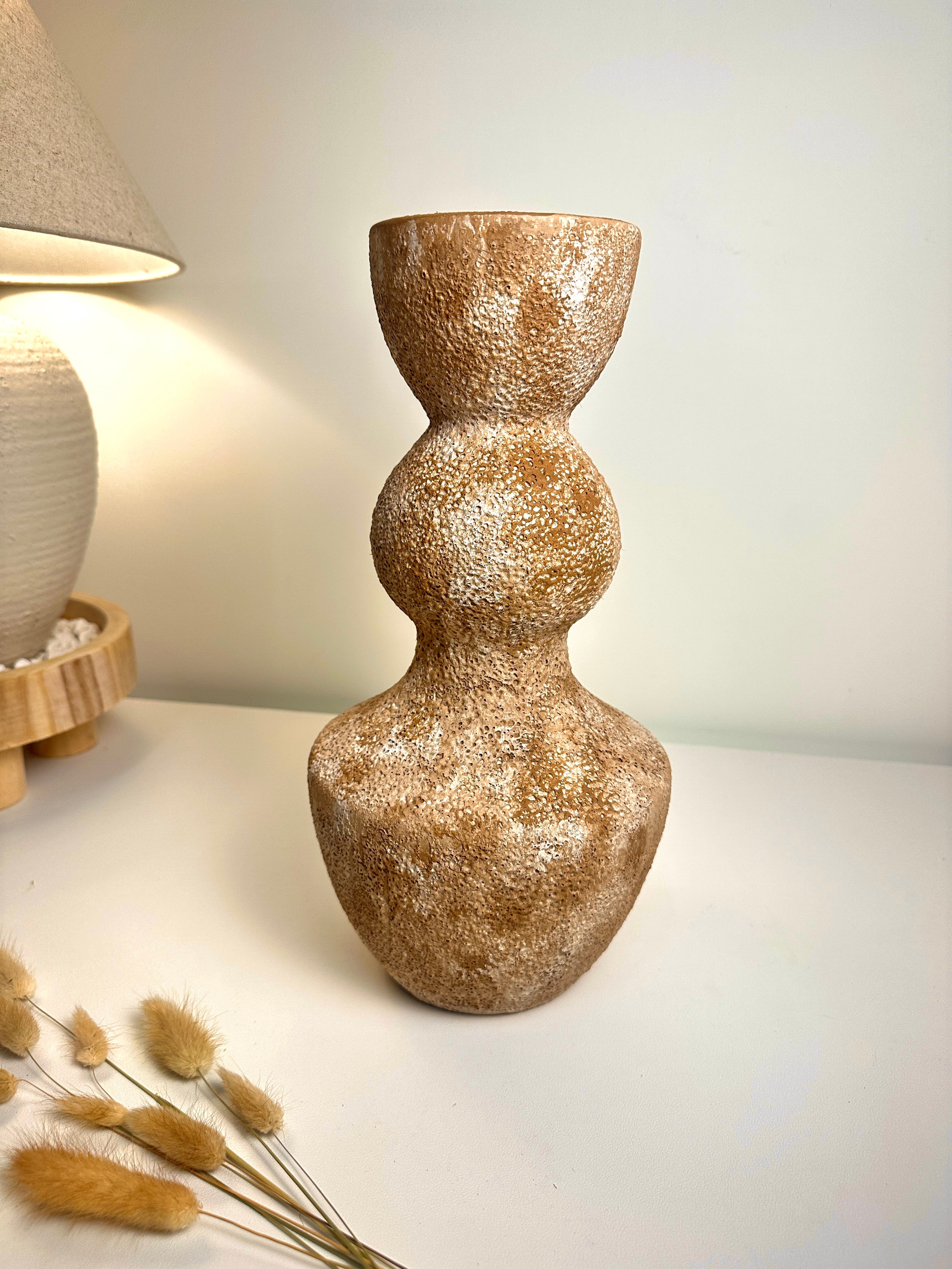 Minimalist Distressed Brown Washed Vase 14"