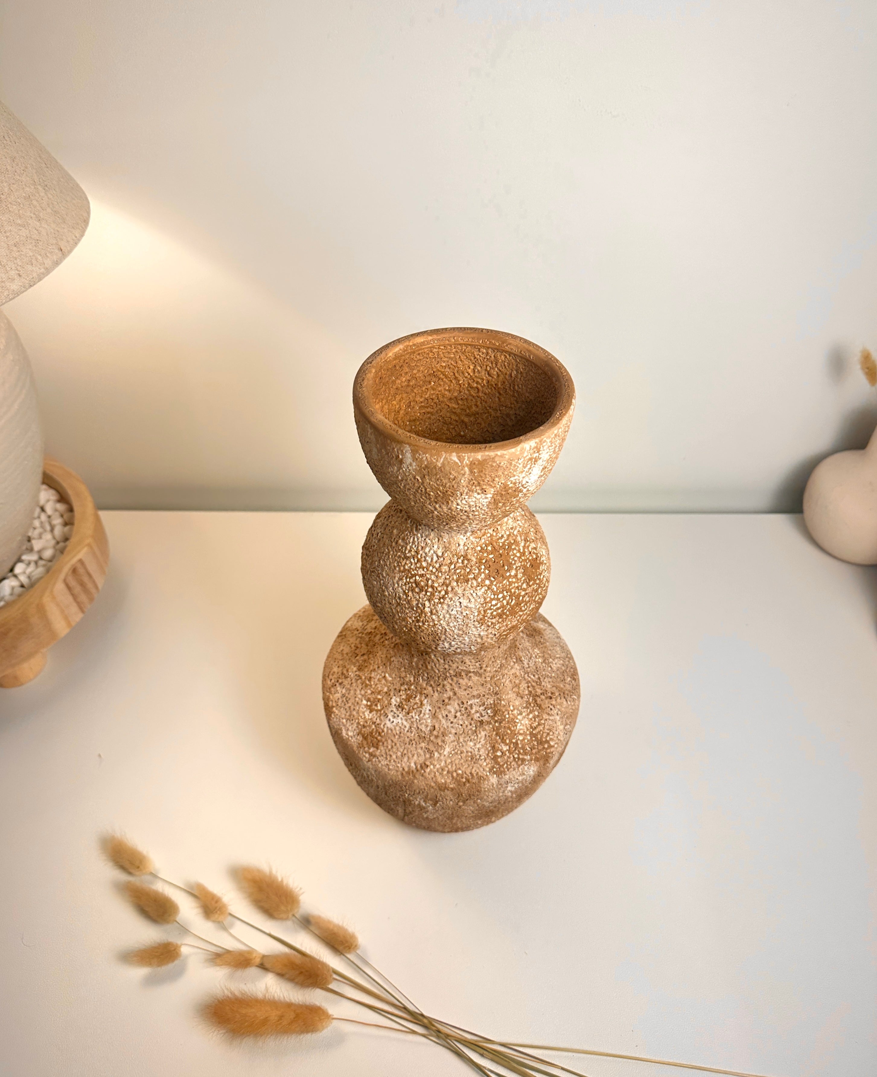 Minimalist Distressed Brown Washed Vase 14"