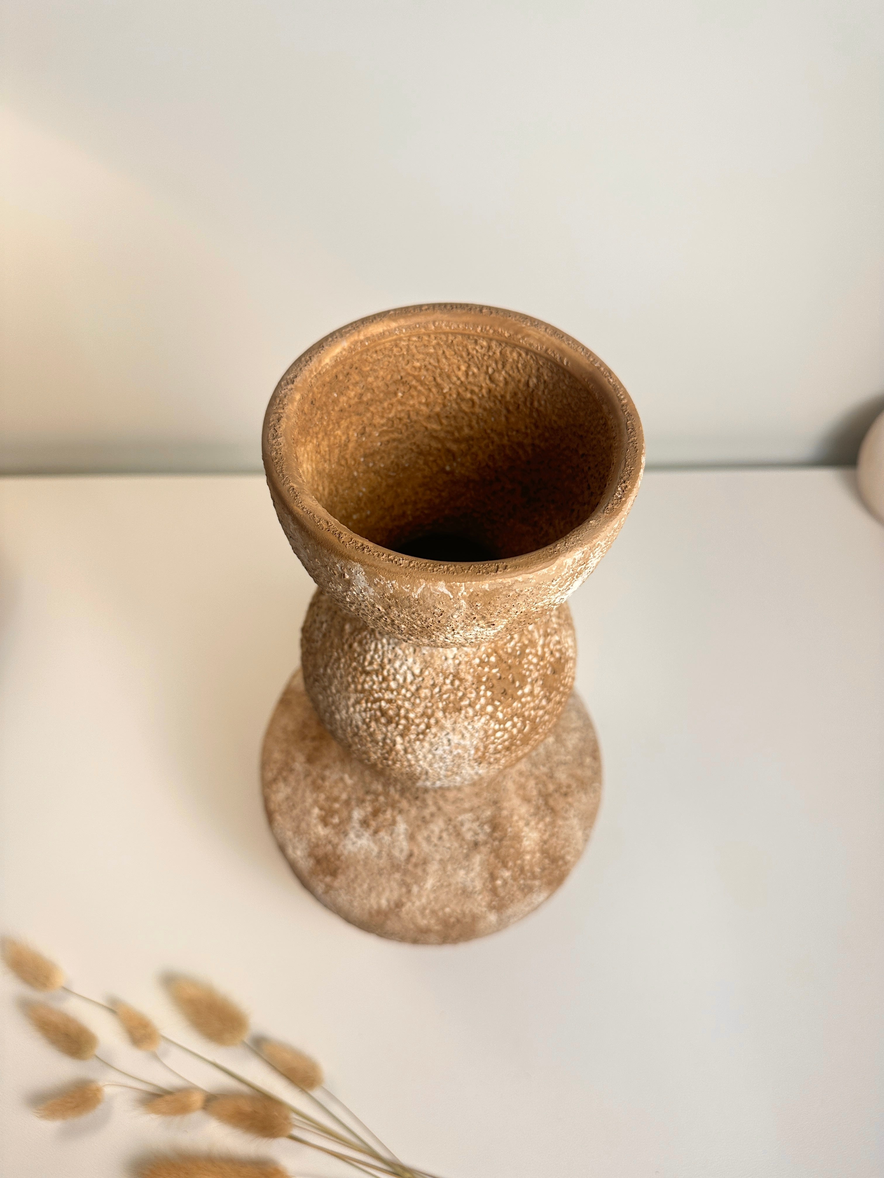 Minimalist Distressed Brown Washed Vase 14"
