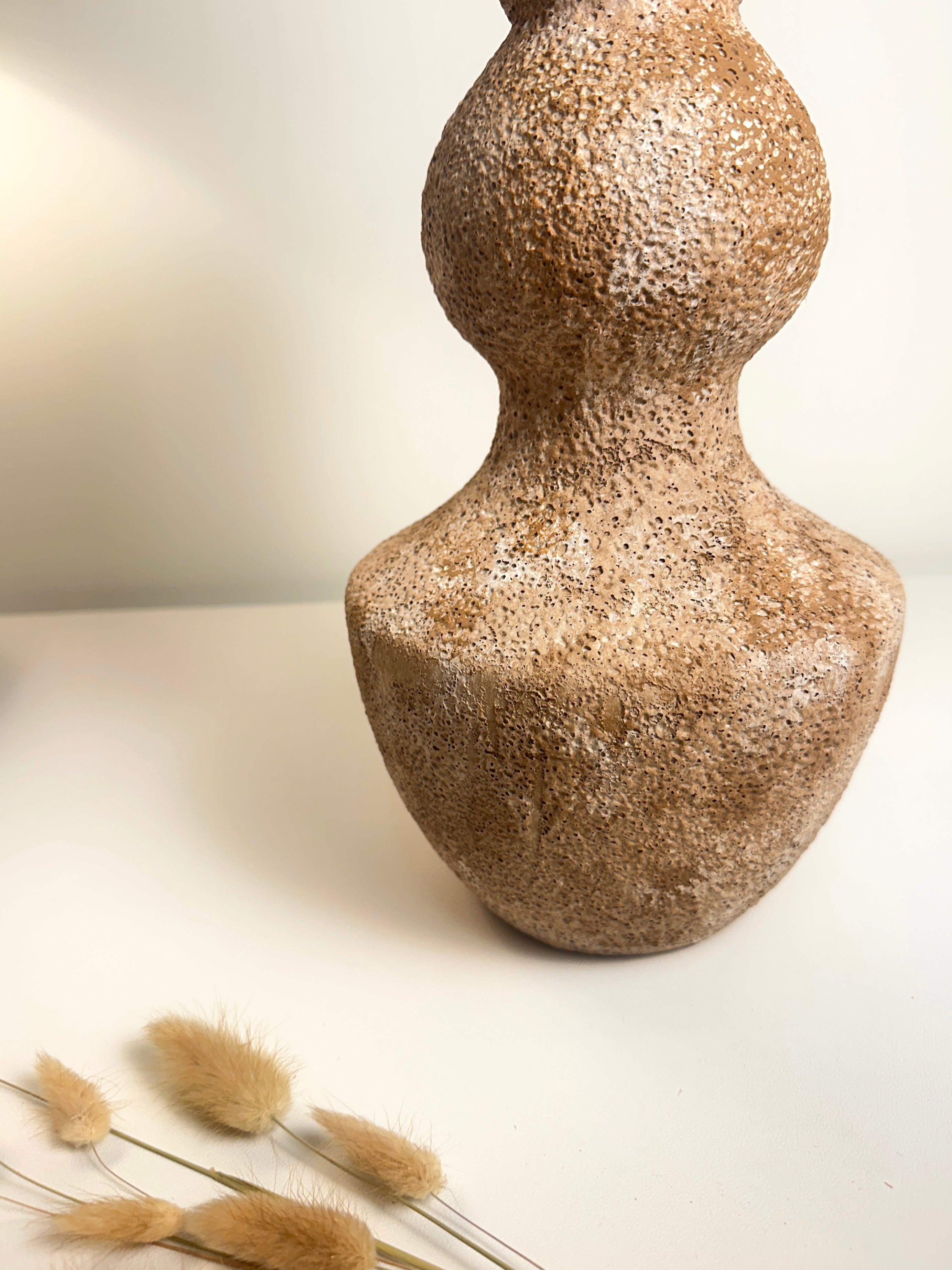 Minimalist Distressed Brown Washed Vase 14"