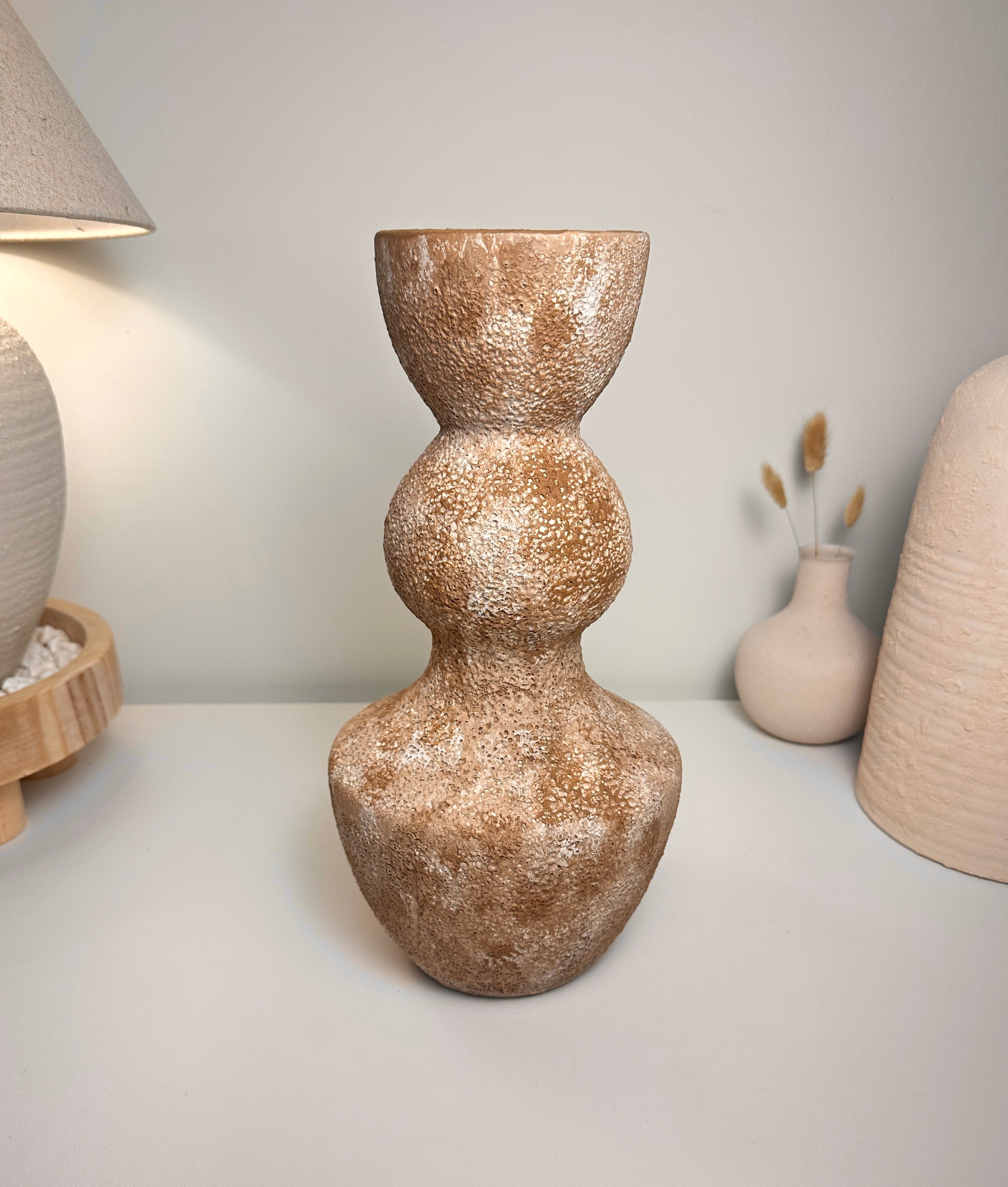 Minimalist Distressed Brown Washed Vase 14"