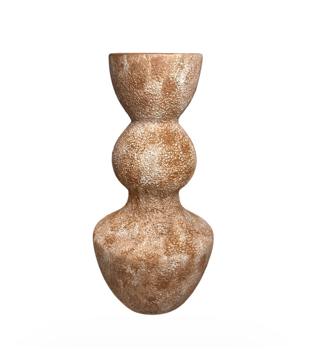 Minimalist Distressed Brown Washed Vase 14"