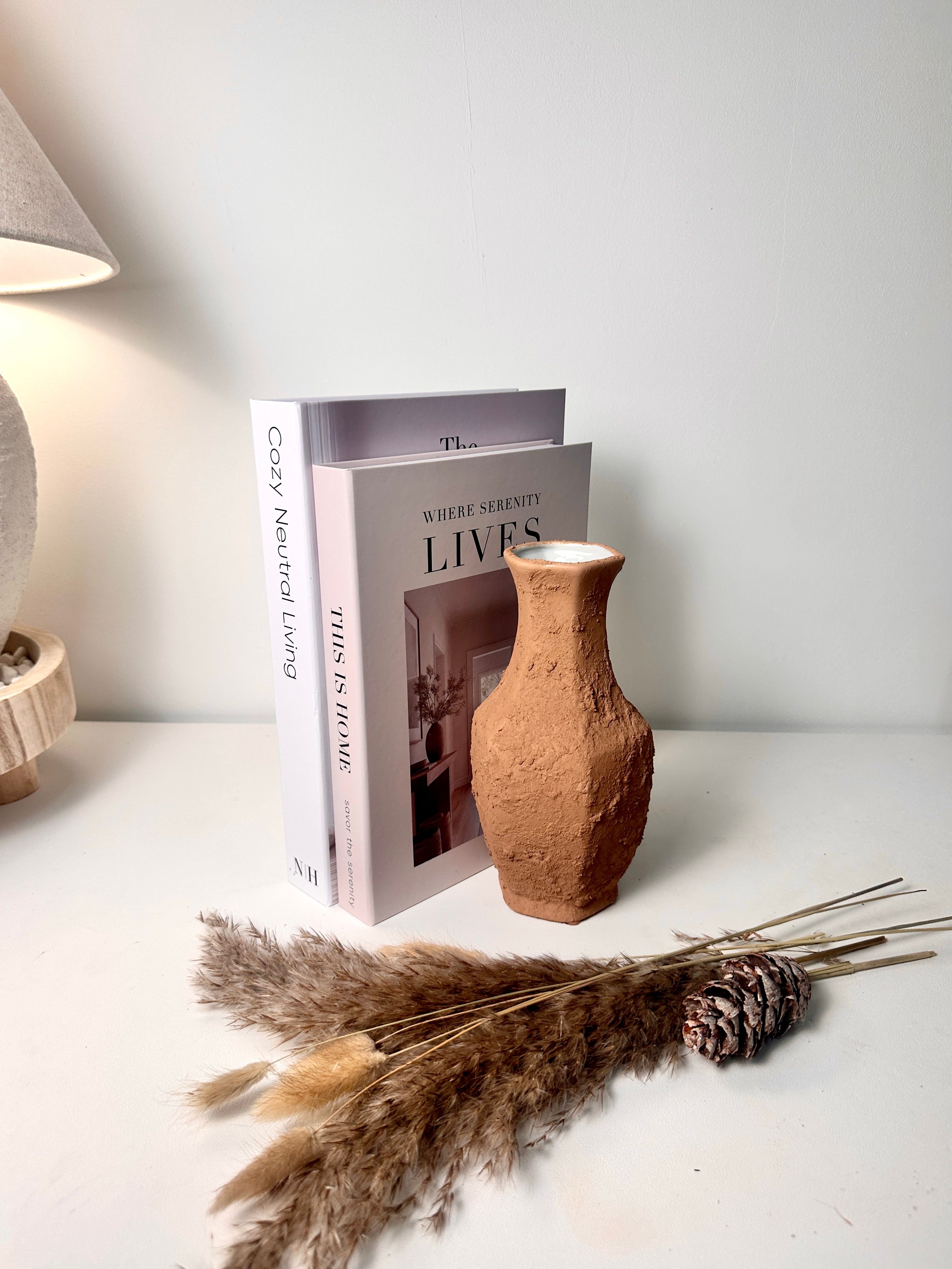 Rustic Ceramic Small Vase Textured Handcrafted 8" tall - Terracotta Brown